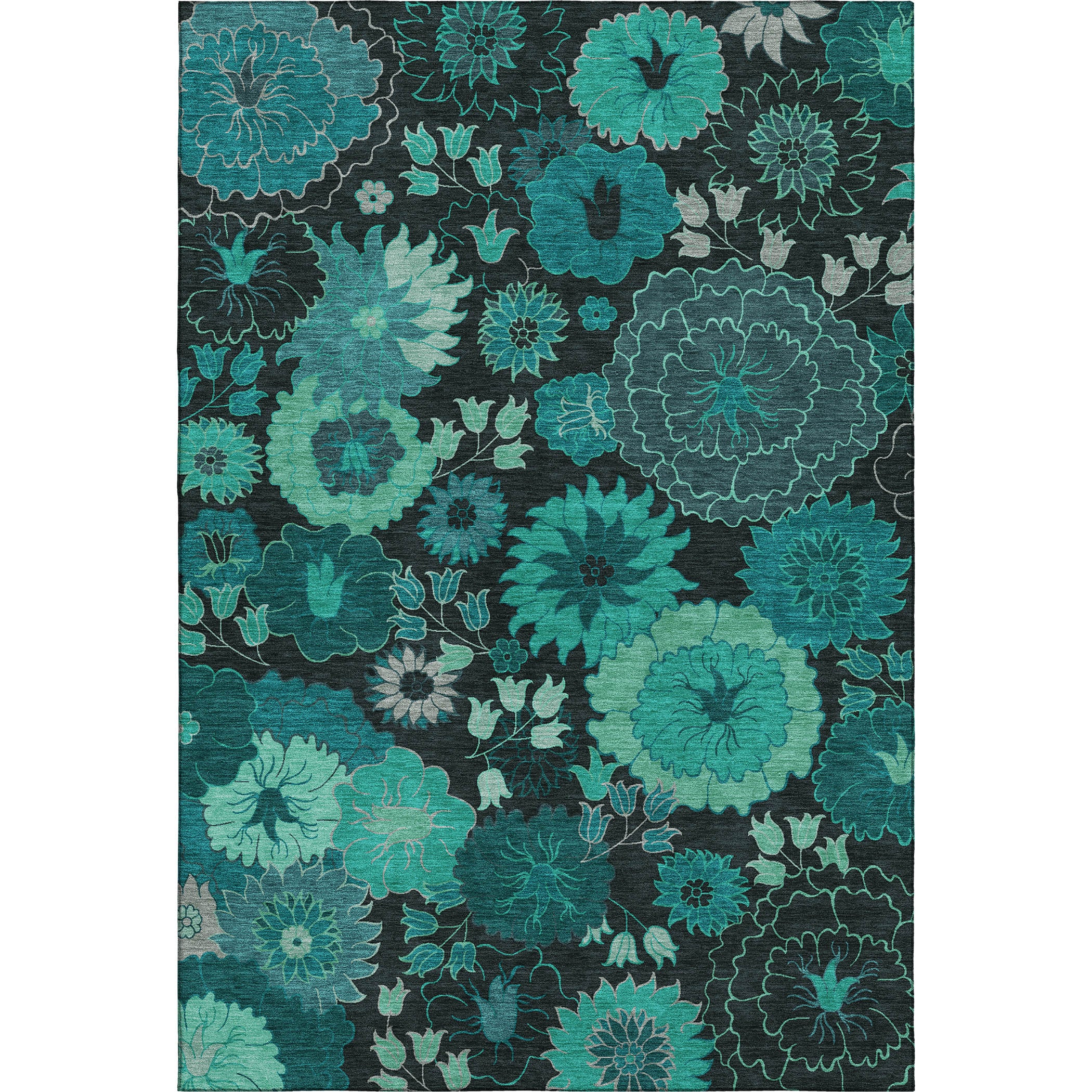 Luang Prabang Machine Washable Transitional Teal Rug 3' x 5' #shape_Rectangle