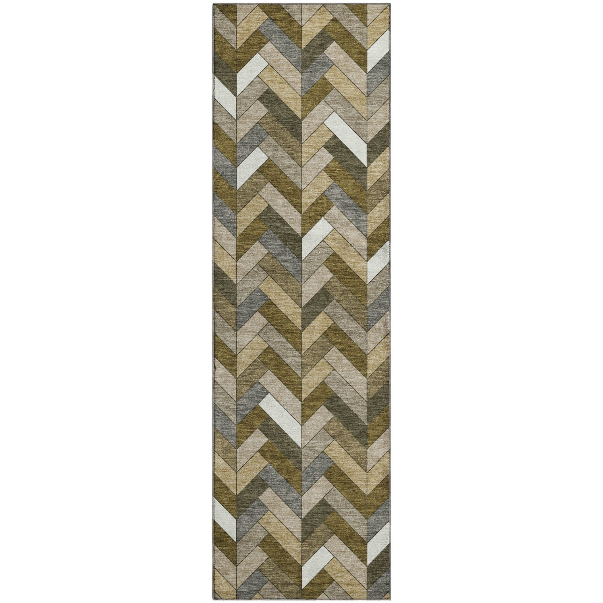 Cairo Machine Washable Transitional Brown Rug 2'3" x 7'6" #shape_Runner