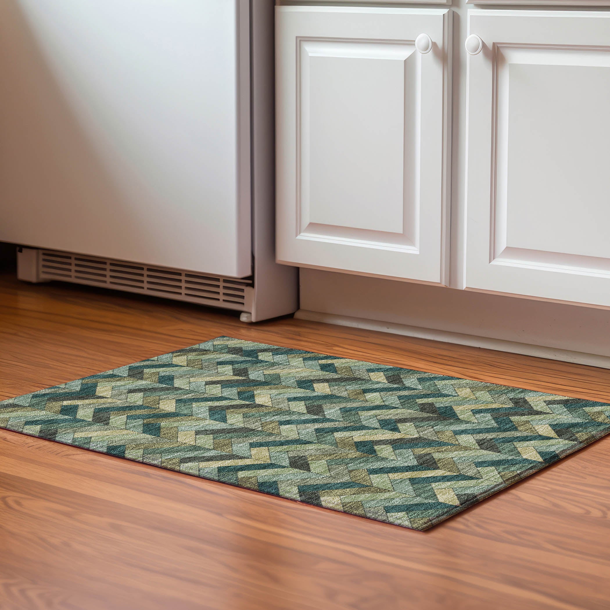 Cairo Machine Washable Transitional Green Rug 1'8" x 2'6" #shape_Rectangle