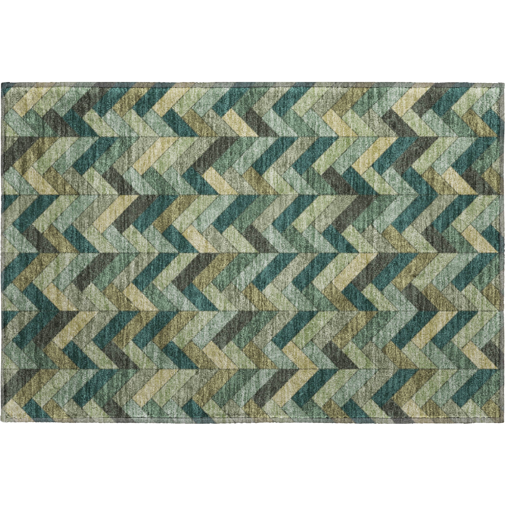Cairo Machine Washable Transitional Green Rug 1'8" x 2'6" #shape_Rectangle