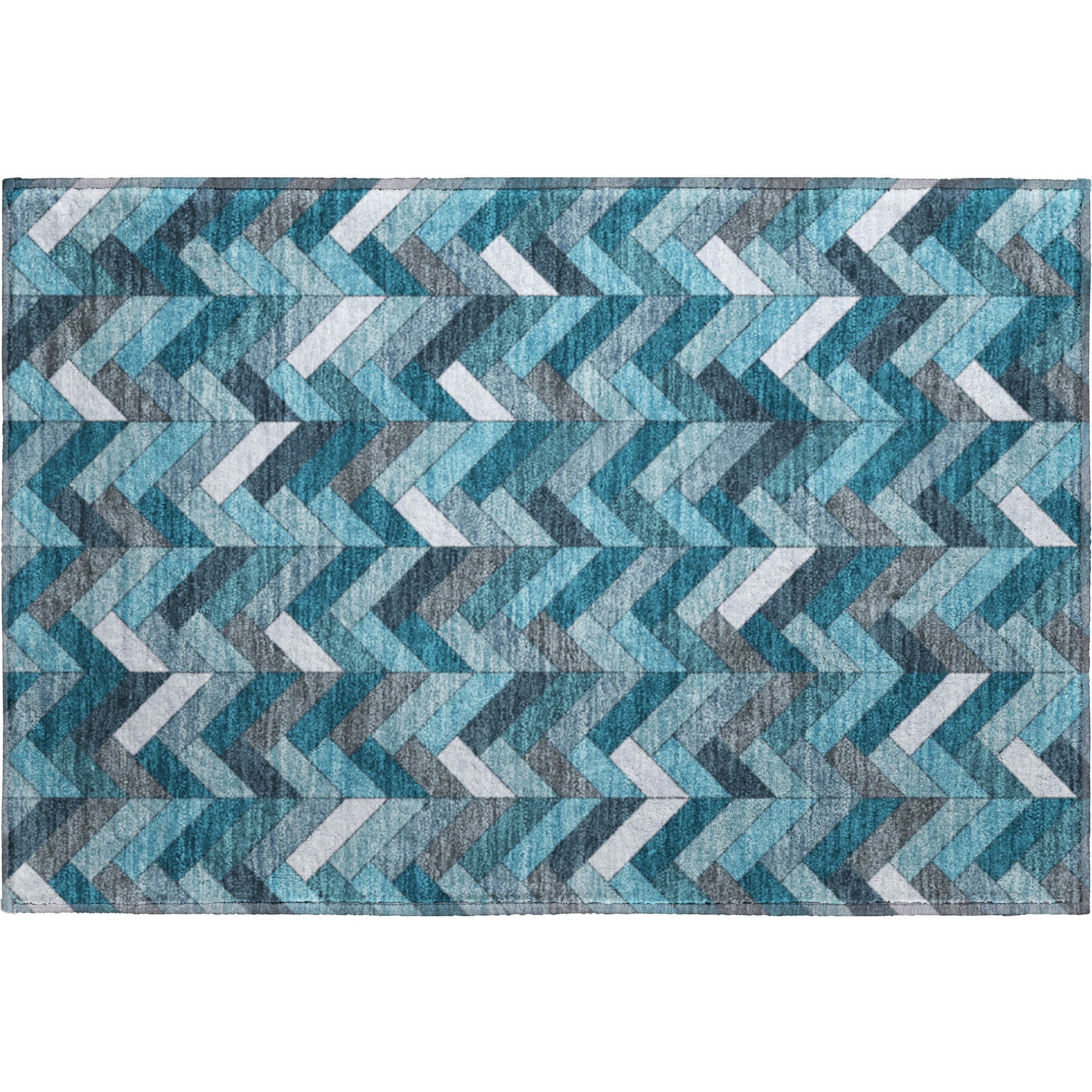 Cairo Machine Washable Transitional Teal Rug 1'8" x 2'6" #shape_Rectangle