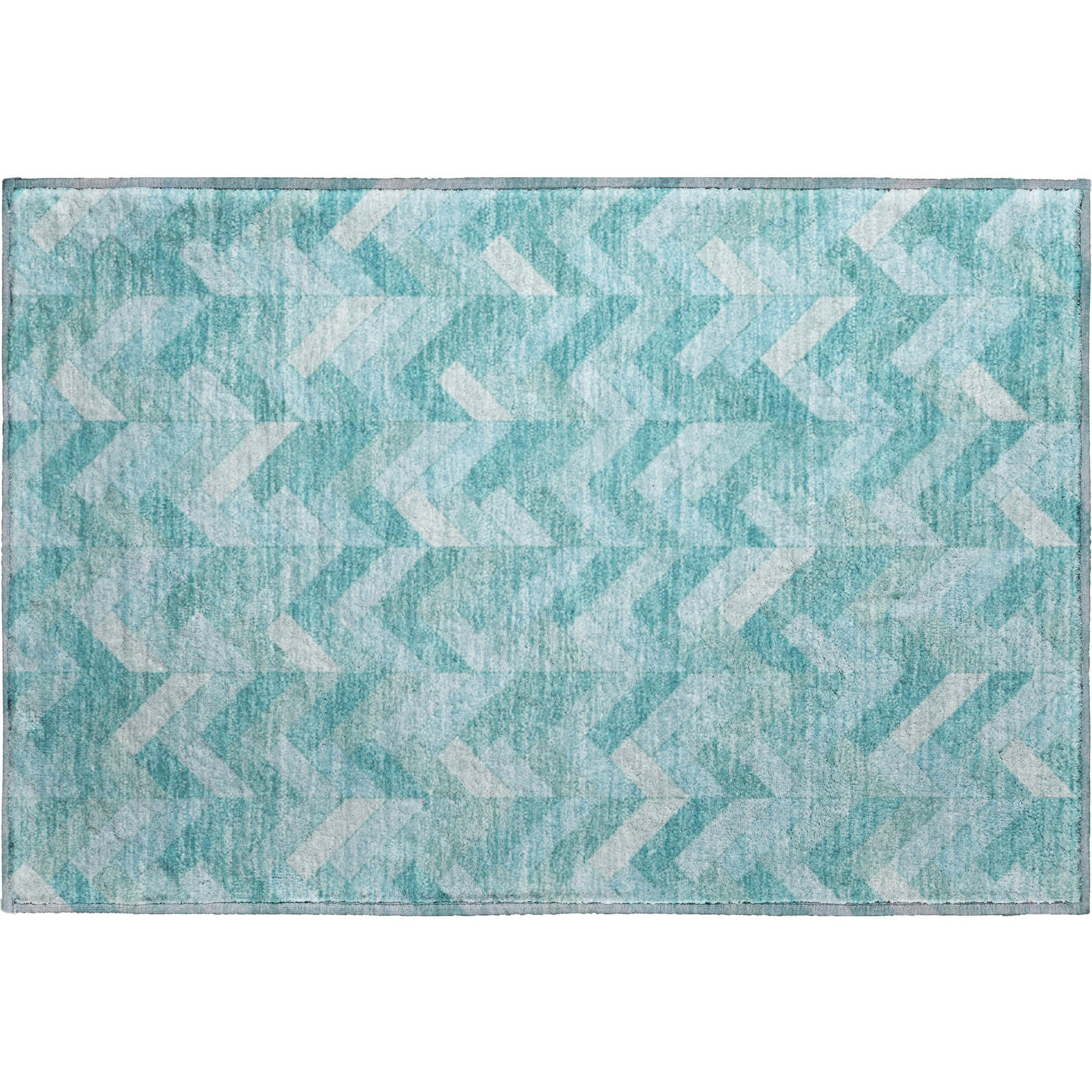 Bangkok Machine Washable Transitional Aqua Teal Rug 1'8" x 2'6" #shape_Rectangle