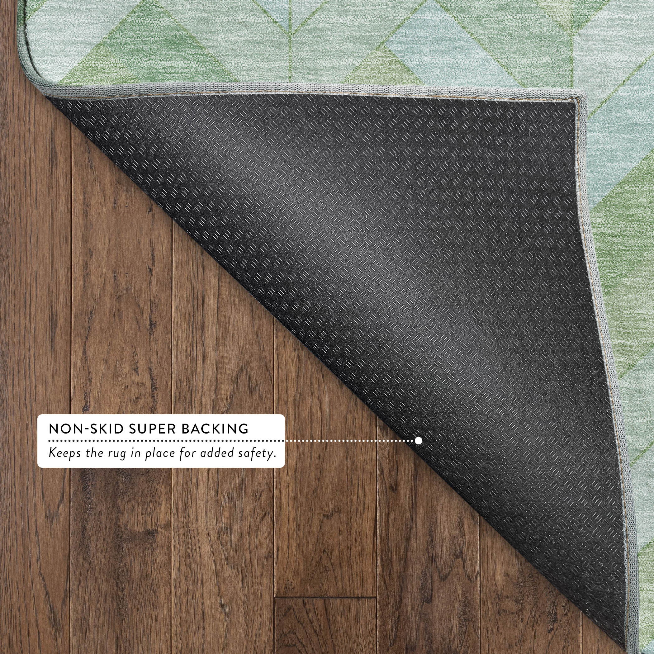 Bangkok Machine Washable Transitional Green Rug 1'8" x 2'6" #shape_Rectangle