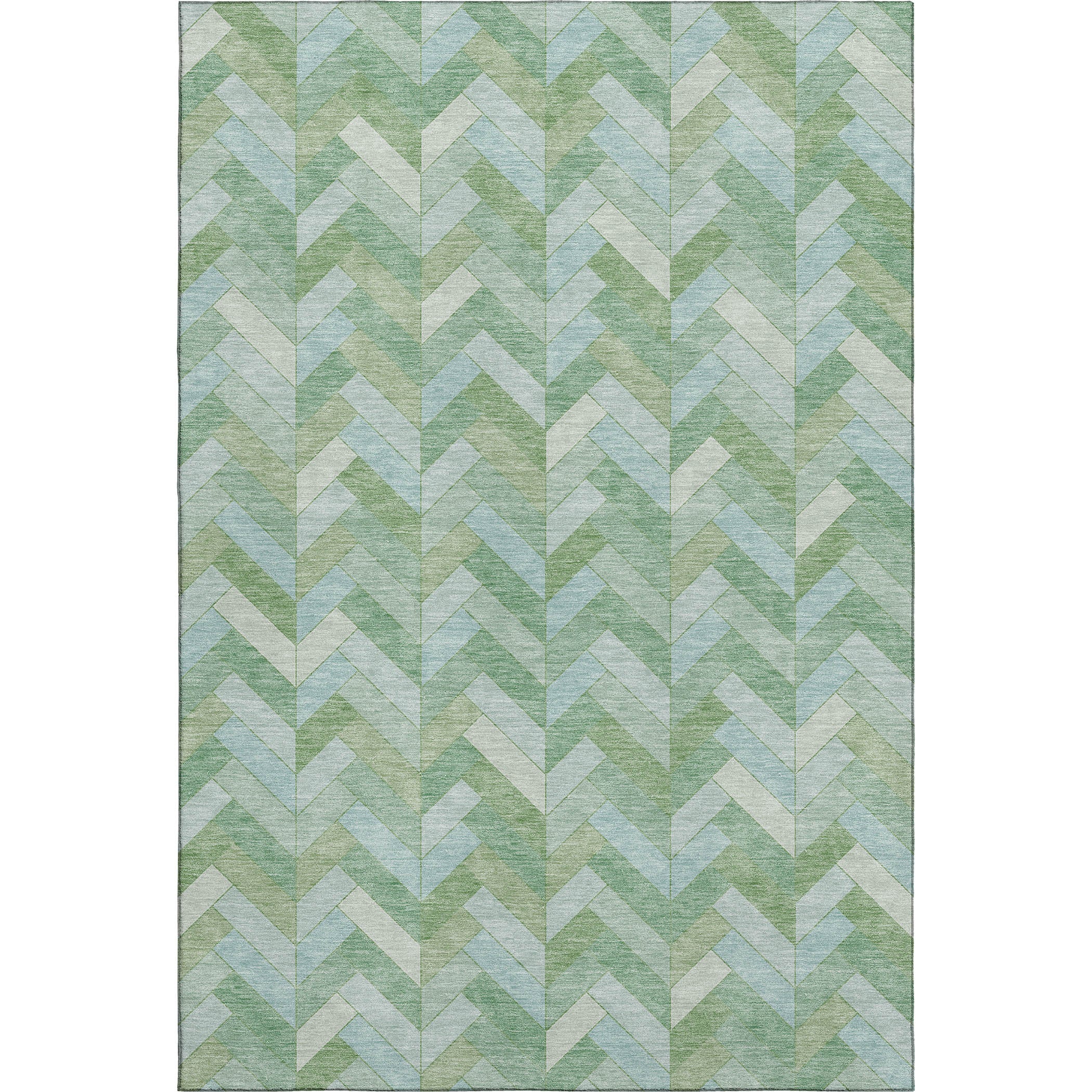 Bangkok Machine Washable Transitional Green Rug 3' x 5' #shape_Rectangle