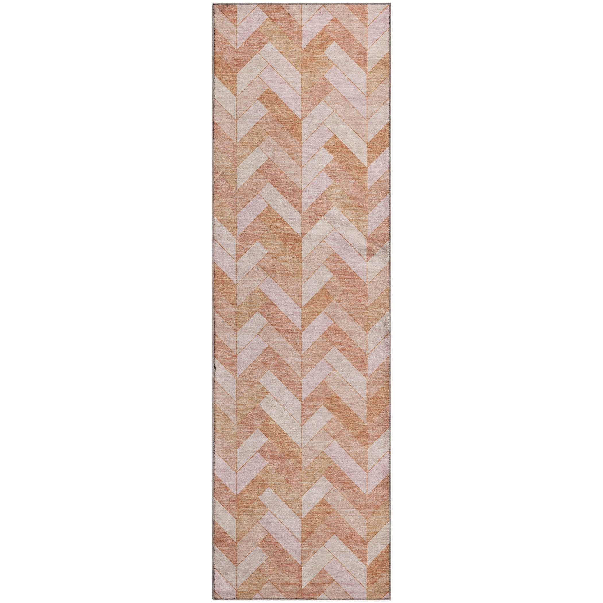 Bangkok Machine Washable Transitional Salmon Orange Rug 2'3" x 7'6" #shape_Runner