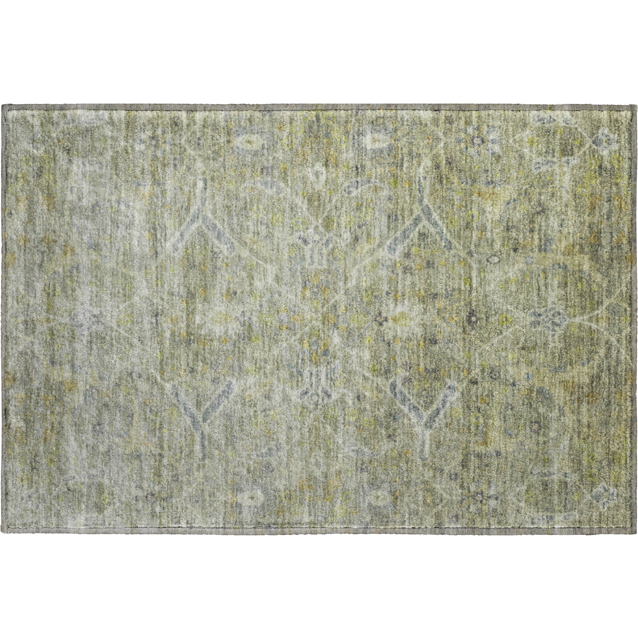 Athens Machine Washable Traditional Aloe Green Rug 1'8" x 2'6" #shape_Rectangle