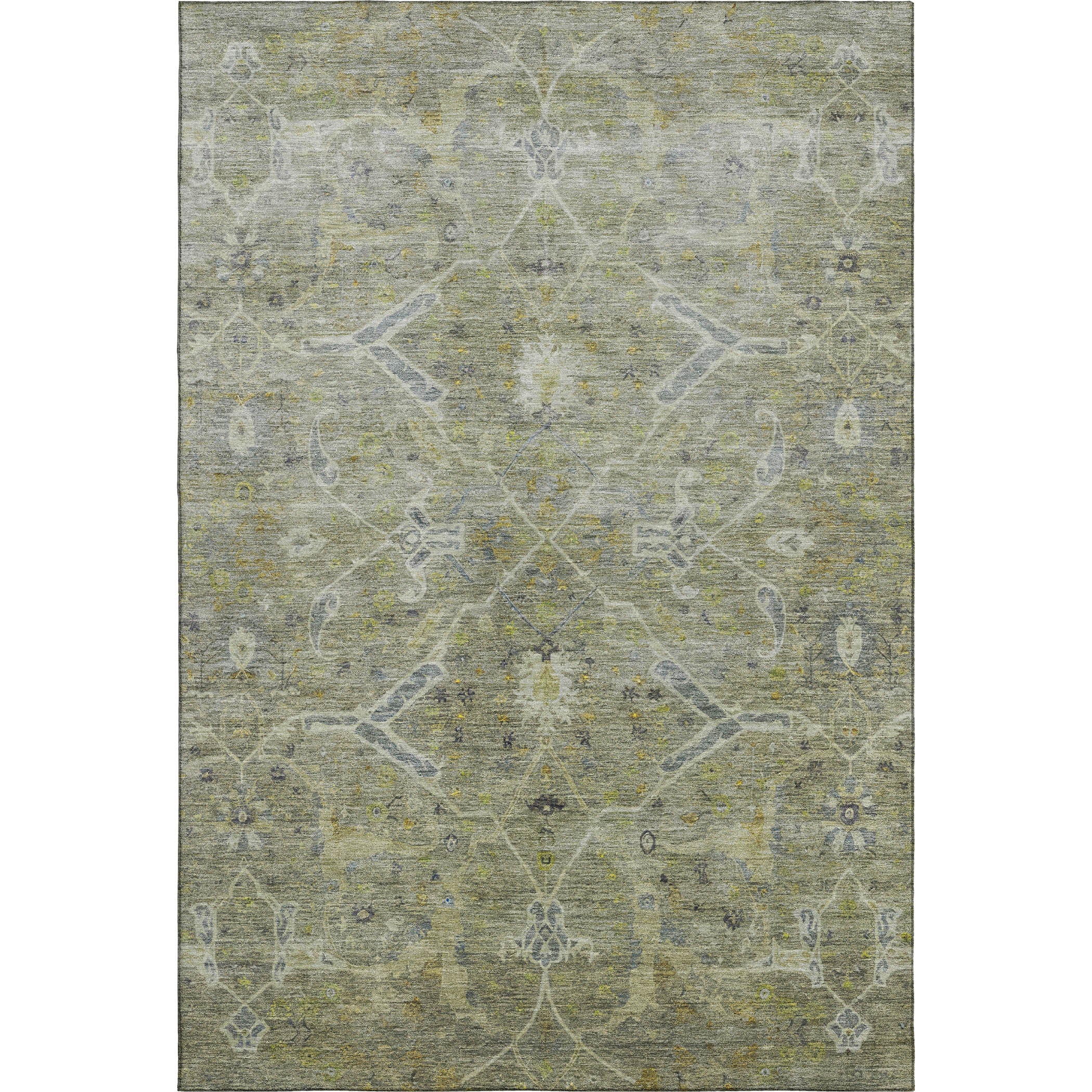 Athens Machine Washable Traditional Aloe Green Rug 3' x 5' #shape_Rectangle