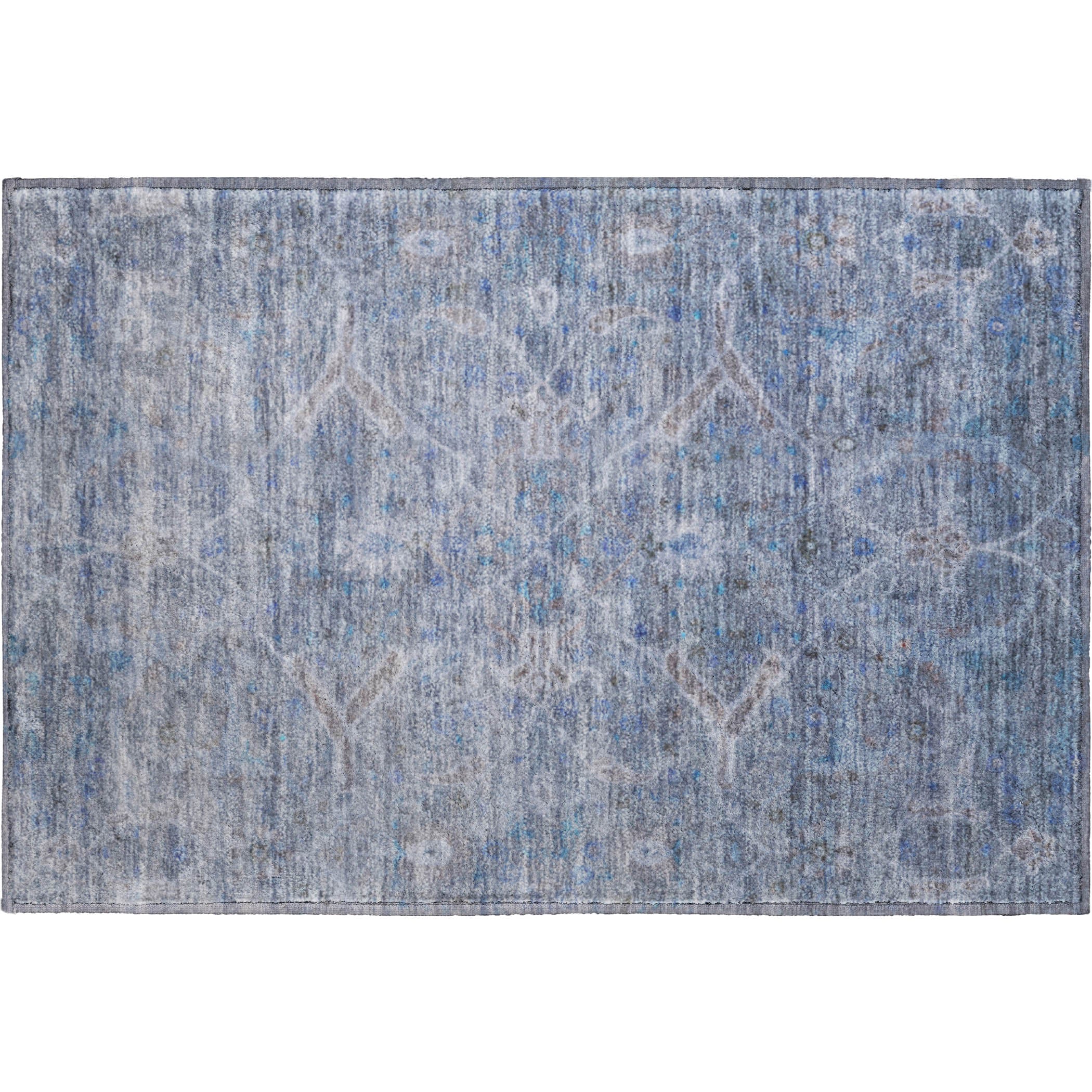 Athens Machine Washable Traditional Blue Rug 1'8" x 2'6" #shape_Rectangle
