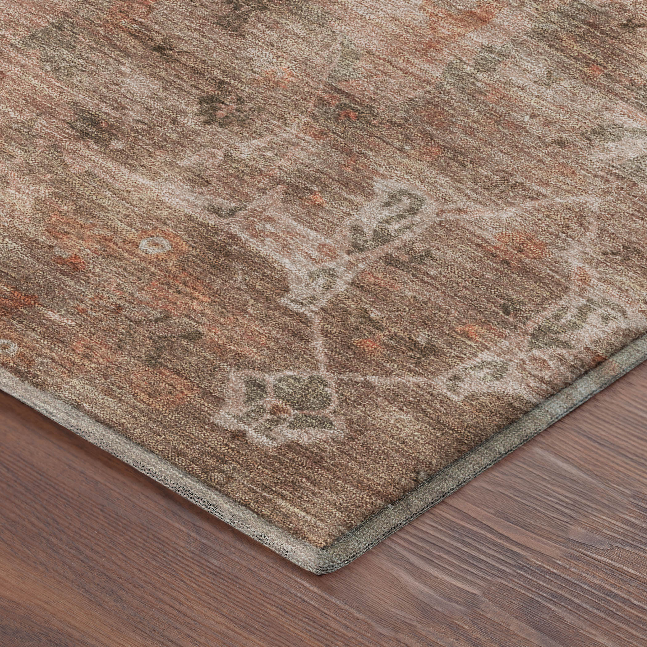 Athens Machine Washable Traditional Coral Orange Rug 1'8" x 2'6" #shape_Rectangle