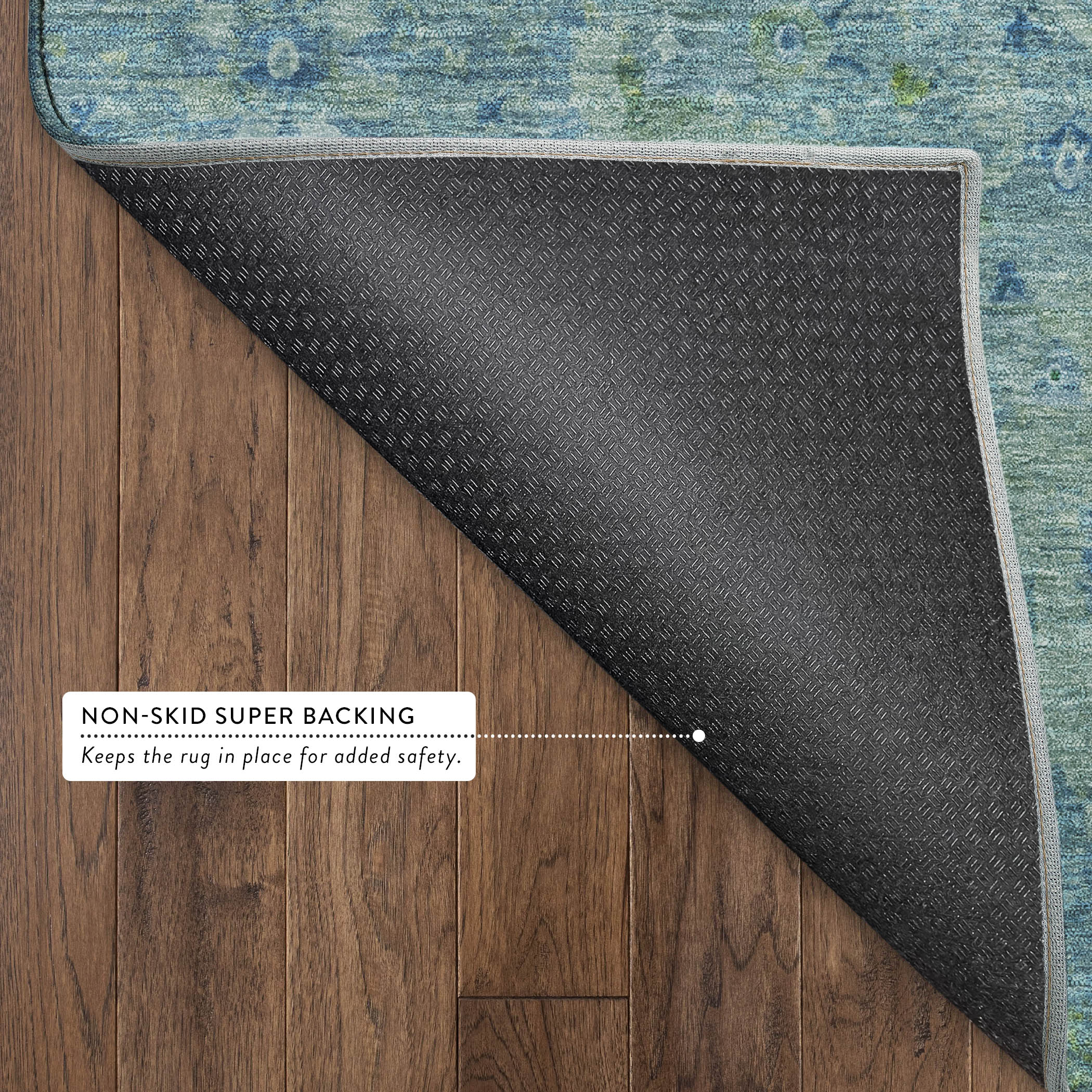 Athens Machine Washable Traditional Turquoise Teal Rug 1'8" x 2'6" #shape_Rectangle