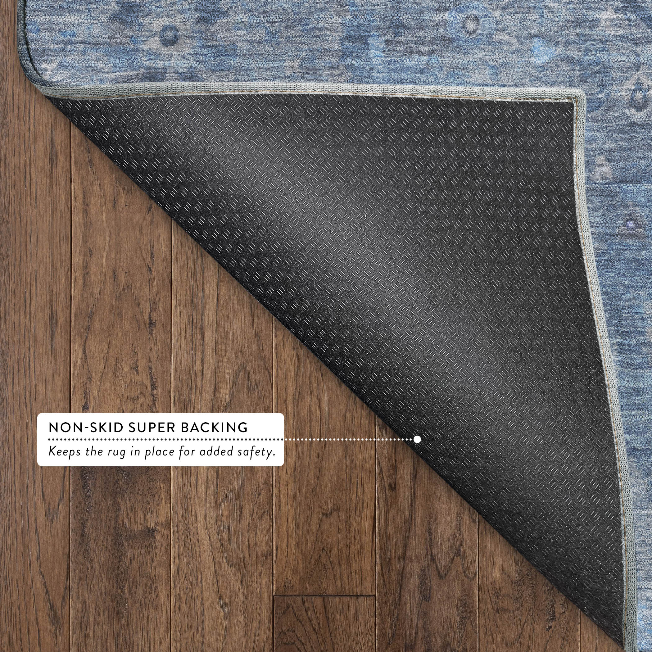 Kyoto Machine Washable Traditional Blue Rug 1'8" x 2'6" #shape_Rectangle