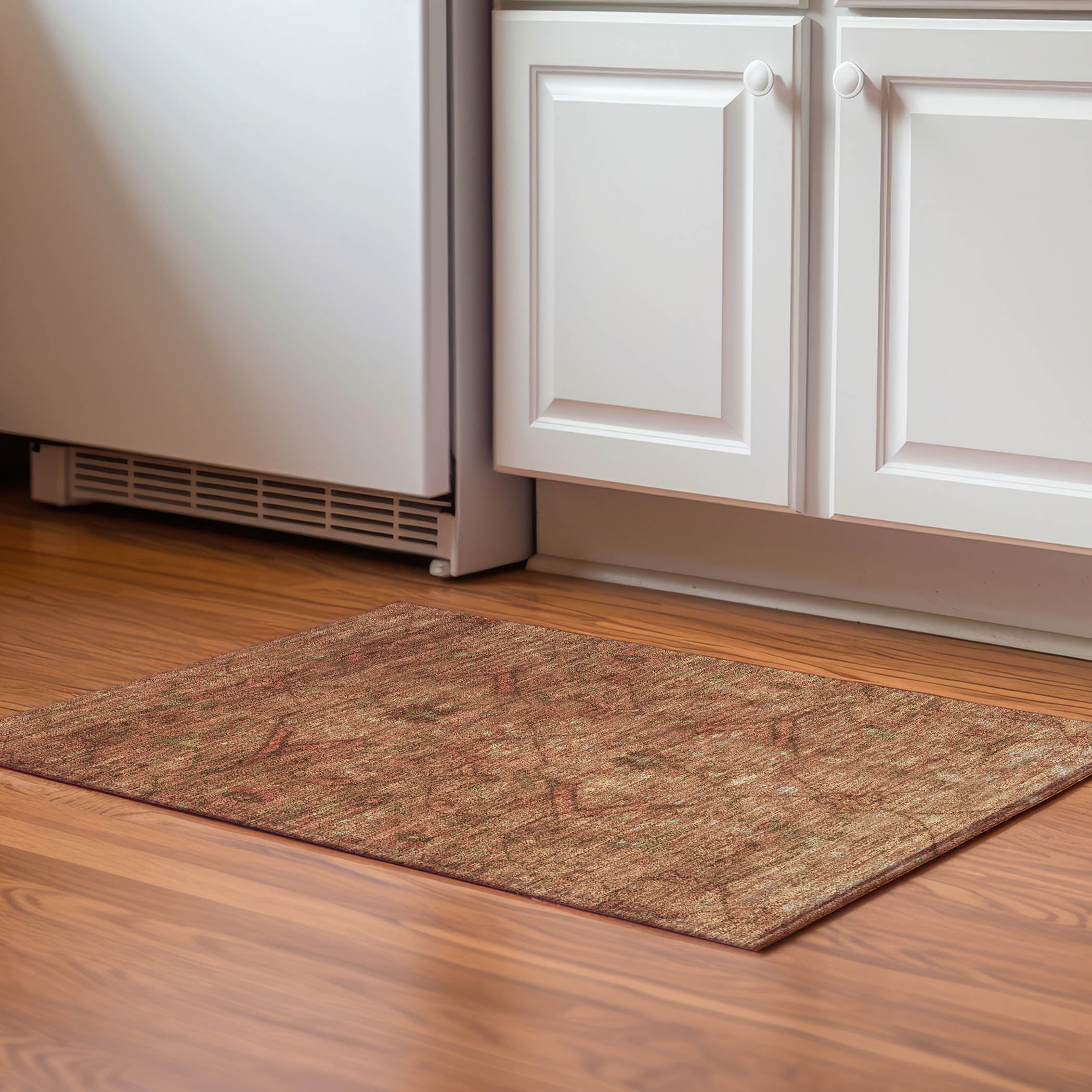 Kyoto Machine Washable Traditional Terracotta Orange Rug 1'8" x 2'6" #shape_Rectangle