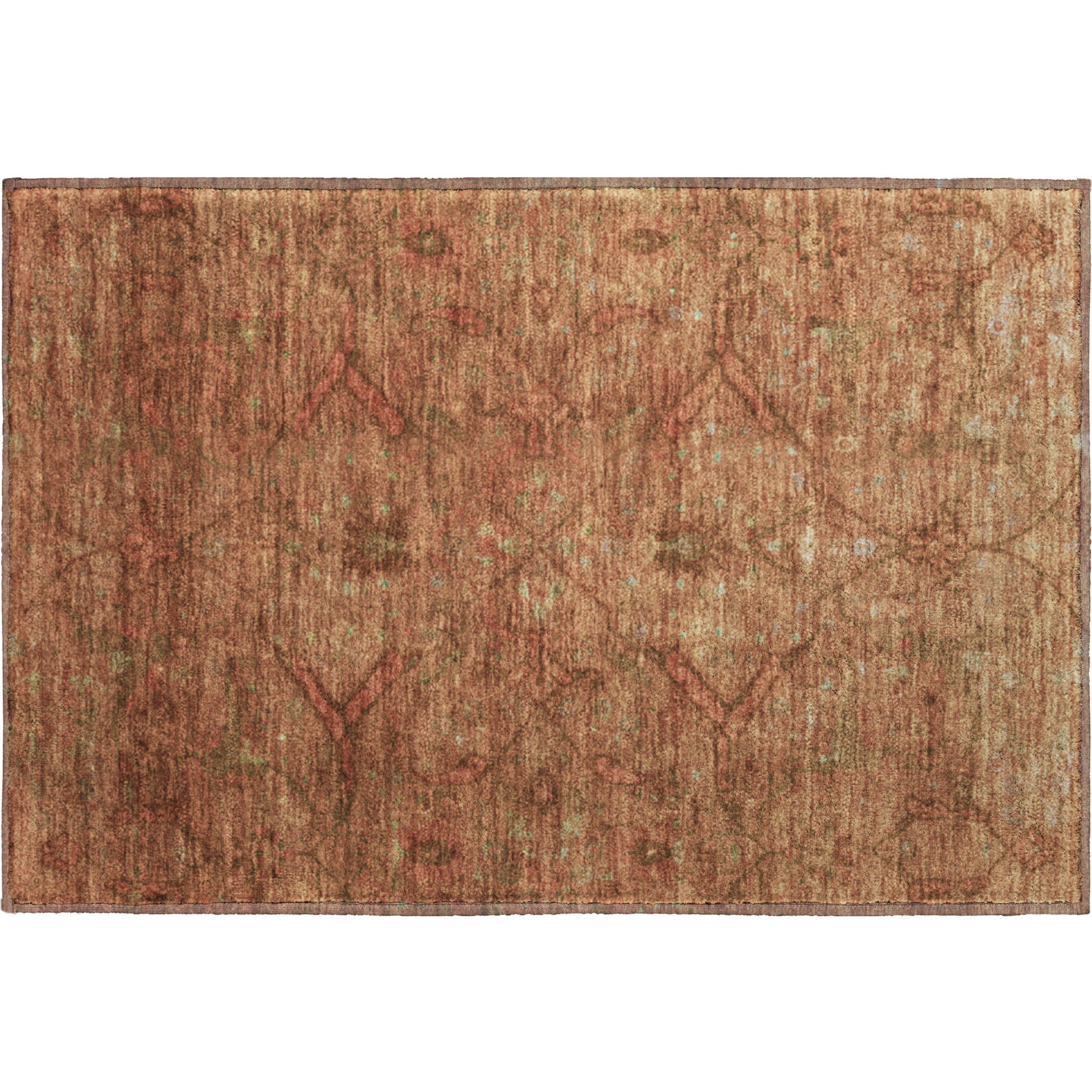 Kyoto Machine Washable Traditional Terracotta Orange Rug 1'8" x 2'6" #shape_Rectangle