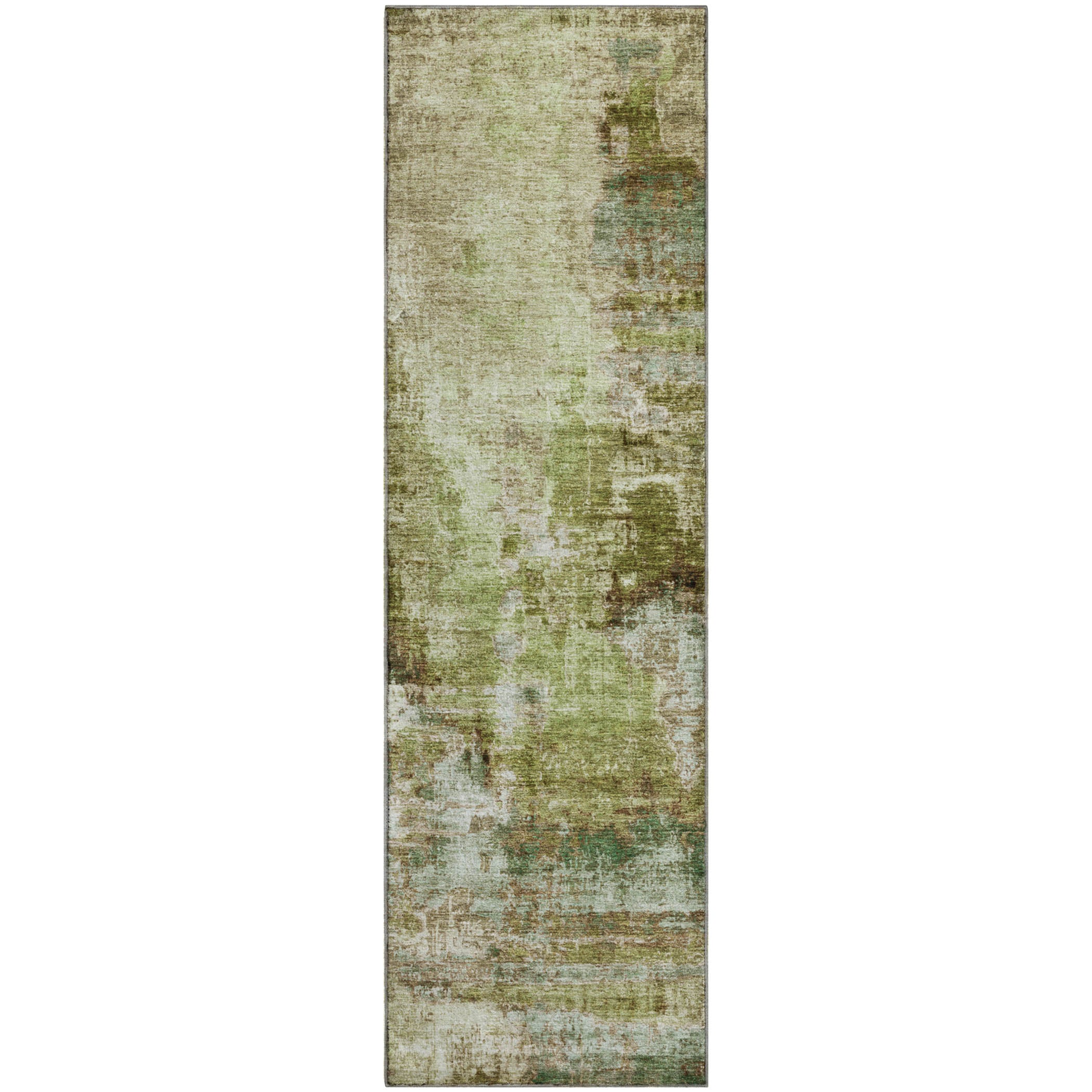Seoul Machine Washable Transitional Aloe Green Rug 2'3" x 7'6" #shape_Runner