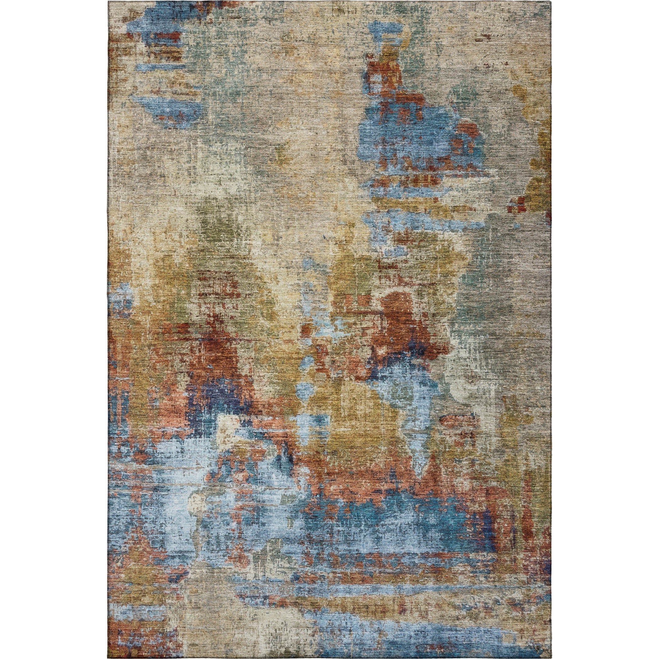 Seoul Machine Washable Transitional Beige Brown Rug 3' x 5' #shape_Rectangle