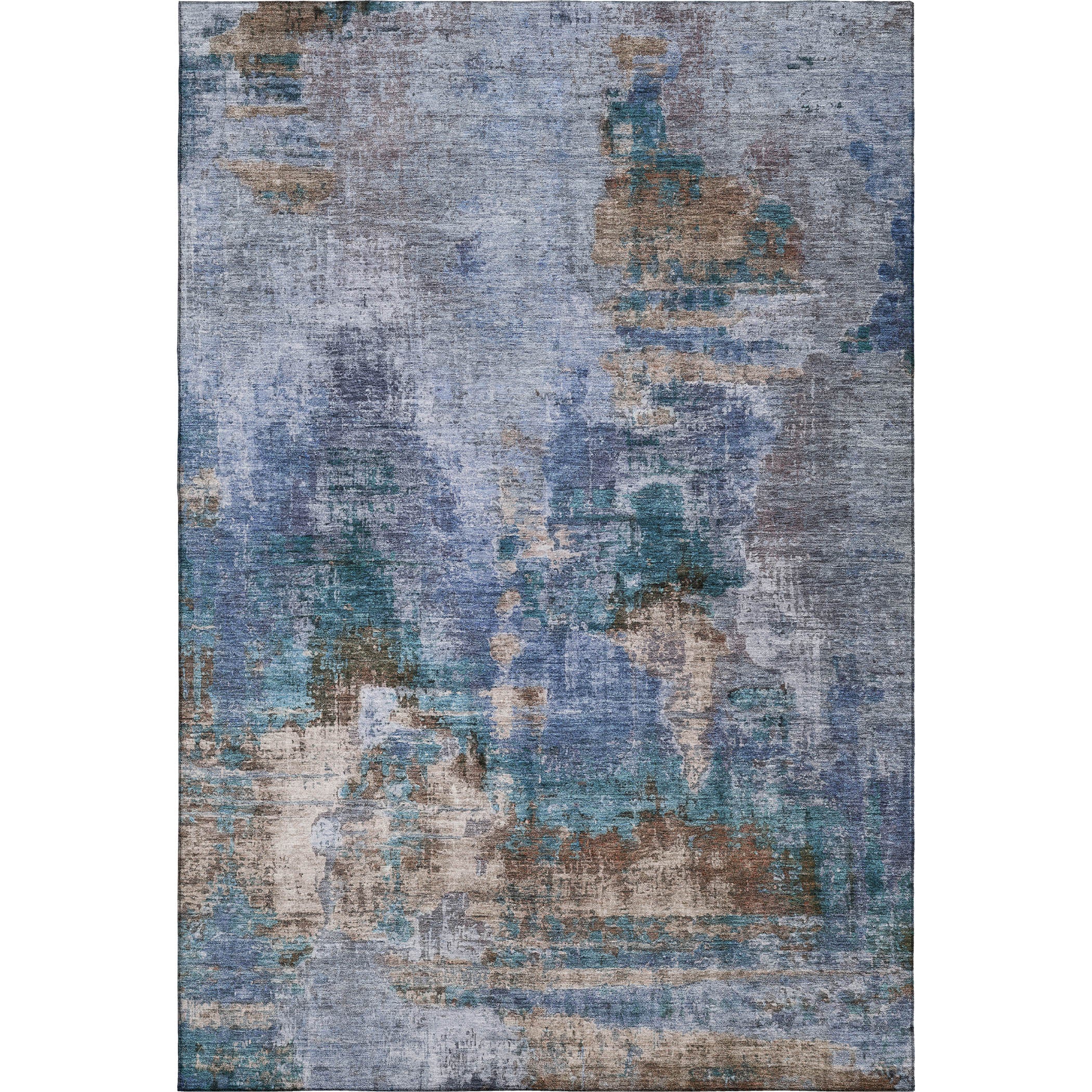 Seoul Machine Washable Transitional Blue Rug 3' x 5' #shape_Rectangle