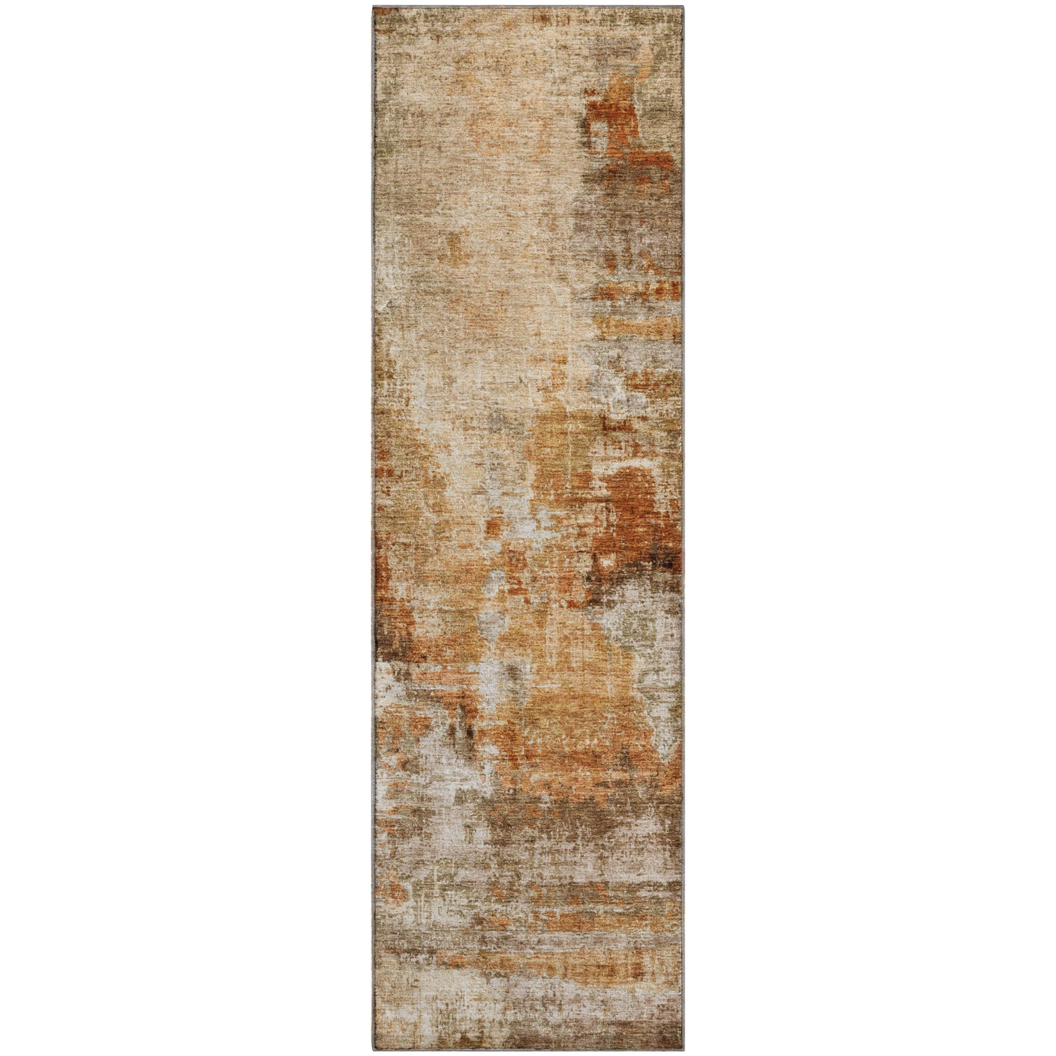 Seoul Machine Washable Transitional Copper Orange Rug 2'3" x 7'6" #shape_Runner