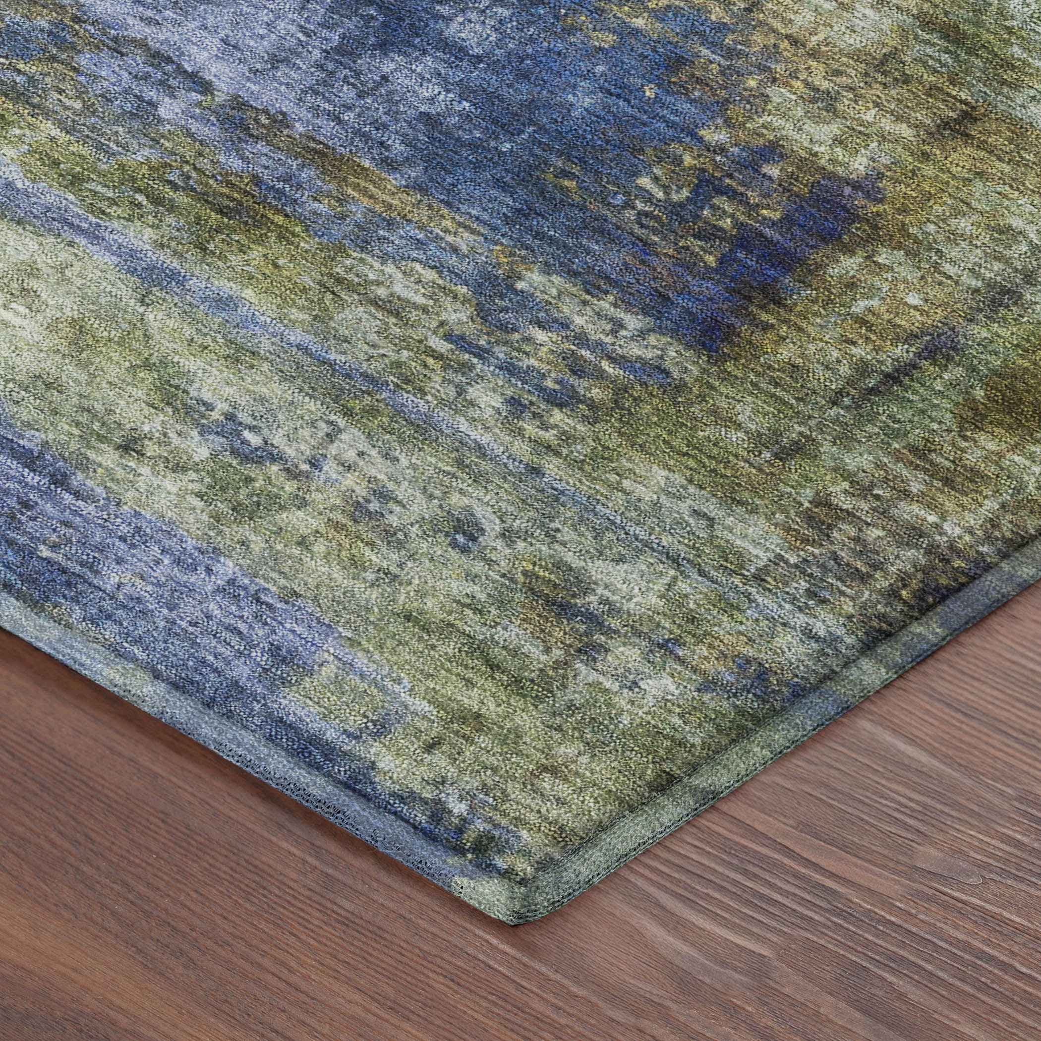 Seoul Machine Washable Transitional Green Rug 1'8" x 2'6" #shape_Rectangle