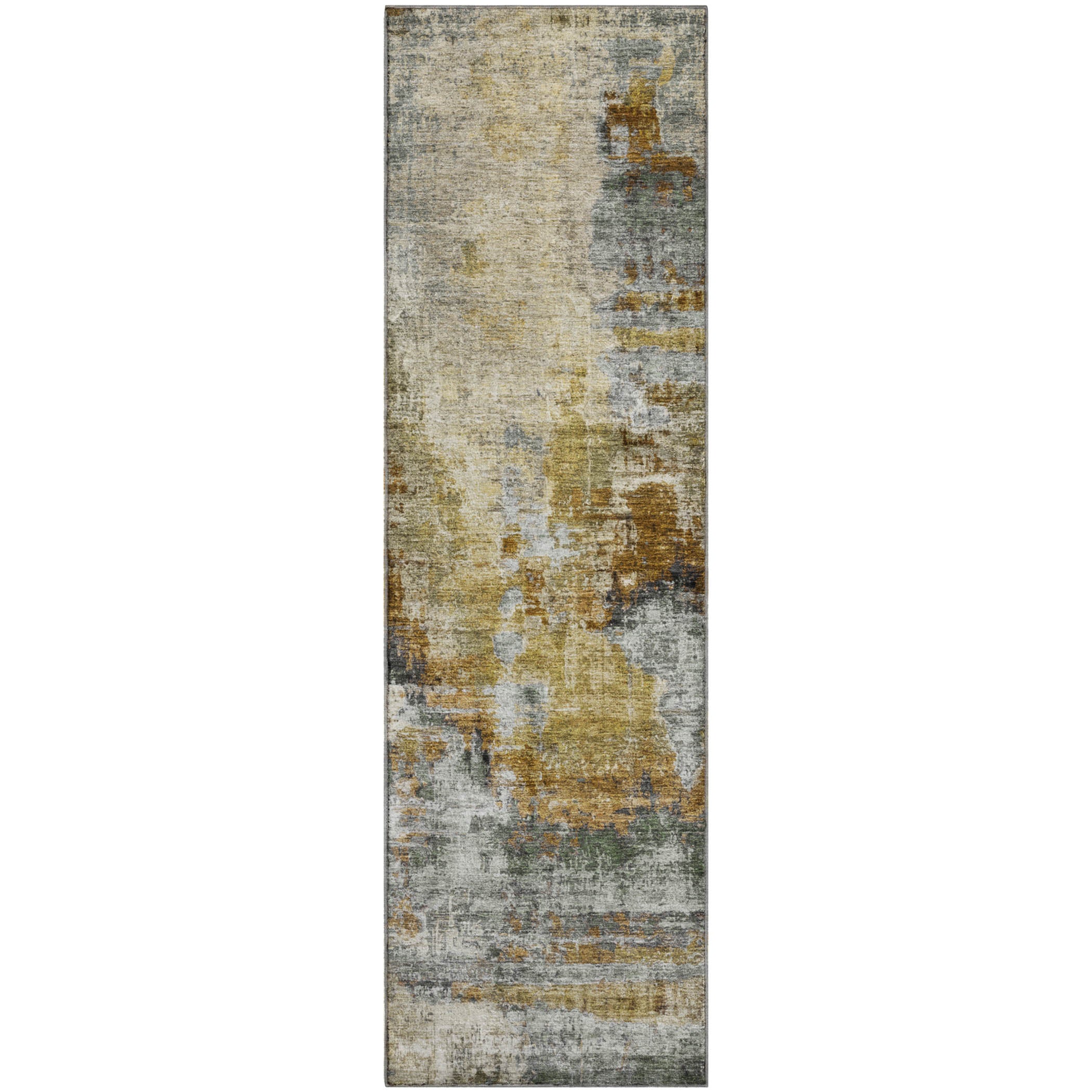 Seoul Machine Washable Transitional Khaki Brown Rug 2'3" x 7'6" #shape_Runner