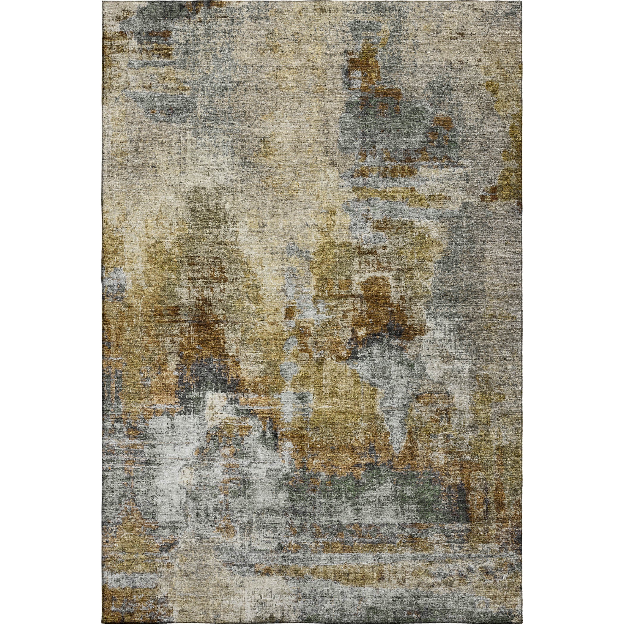 Seoul Machine Washable Transitional Khaki Brown Rug 3' x 5' #shape_Rectangle