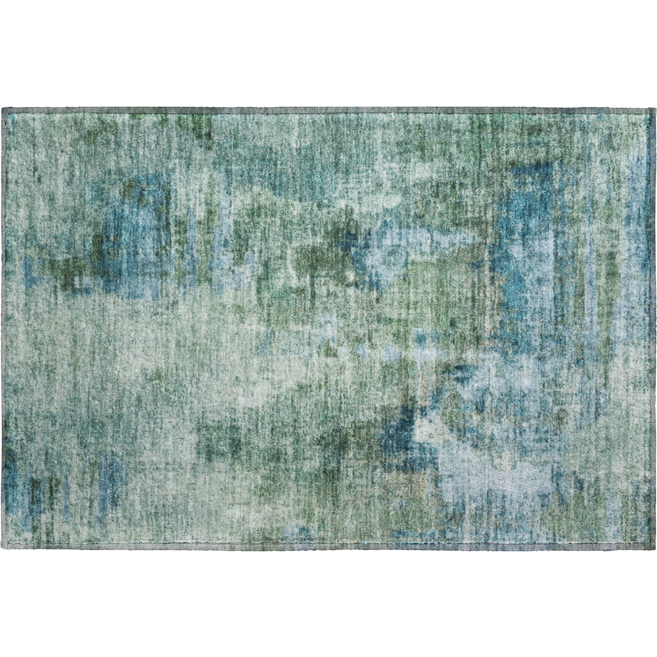 Seoul Machine Washable Transitional Teal Rug 1'8" x 2'6" #shape_Rectangle