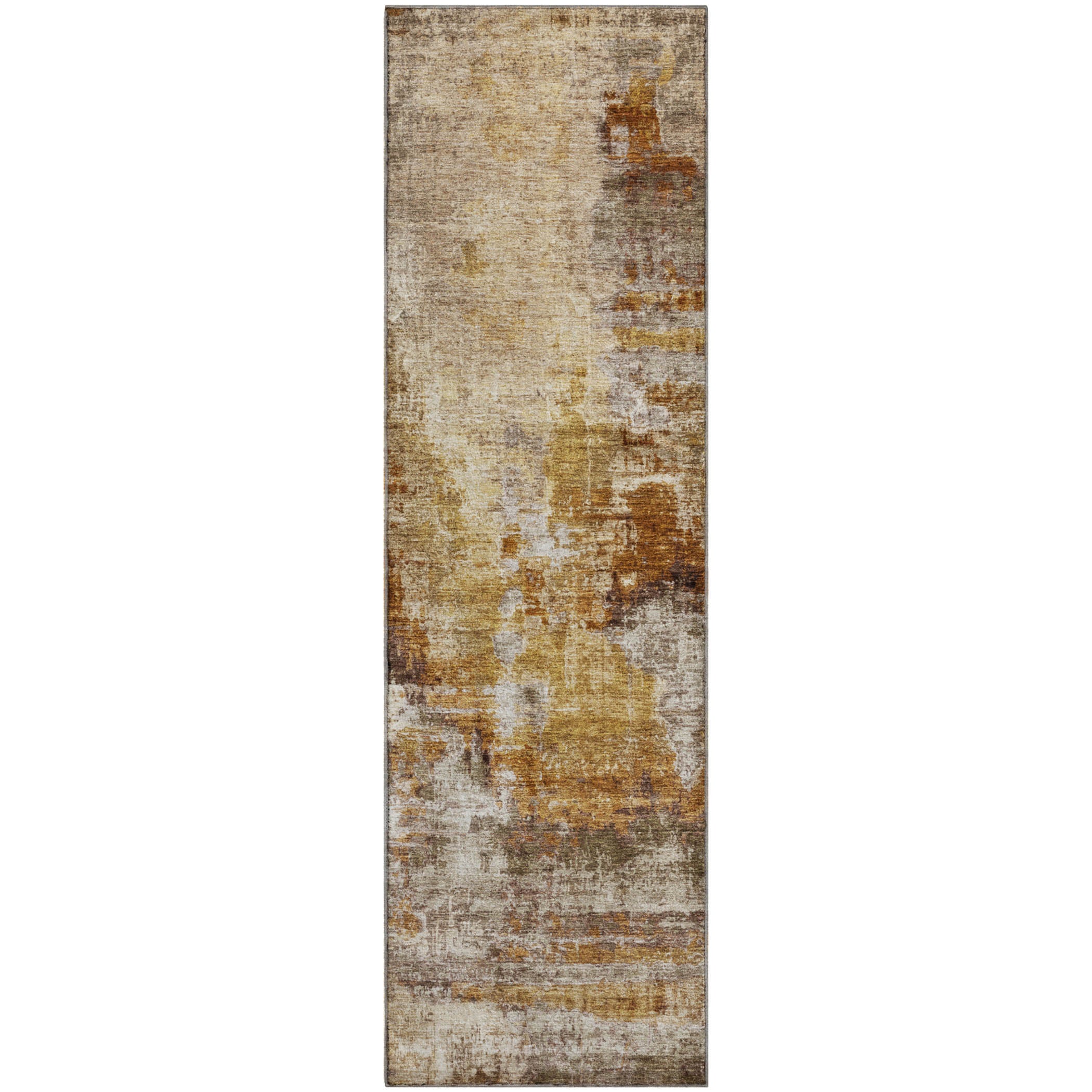Seoul Machine Washable Transitional Walnut Gold Rug 2'3" x 7'6" #shape_Runner