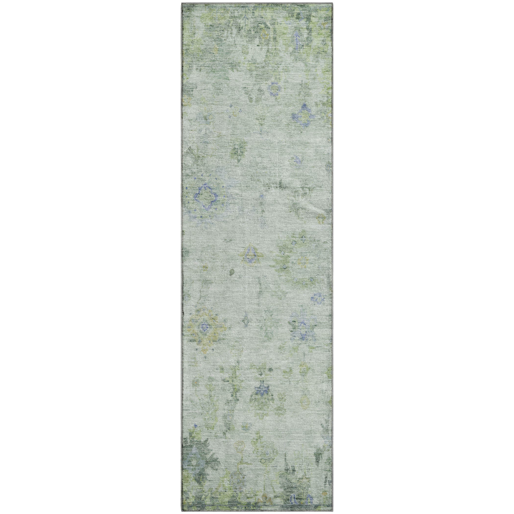 Sintra Machine Washable Traditional Aloe Green Rug 2'3" x 7'6" #shape_Runner