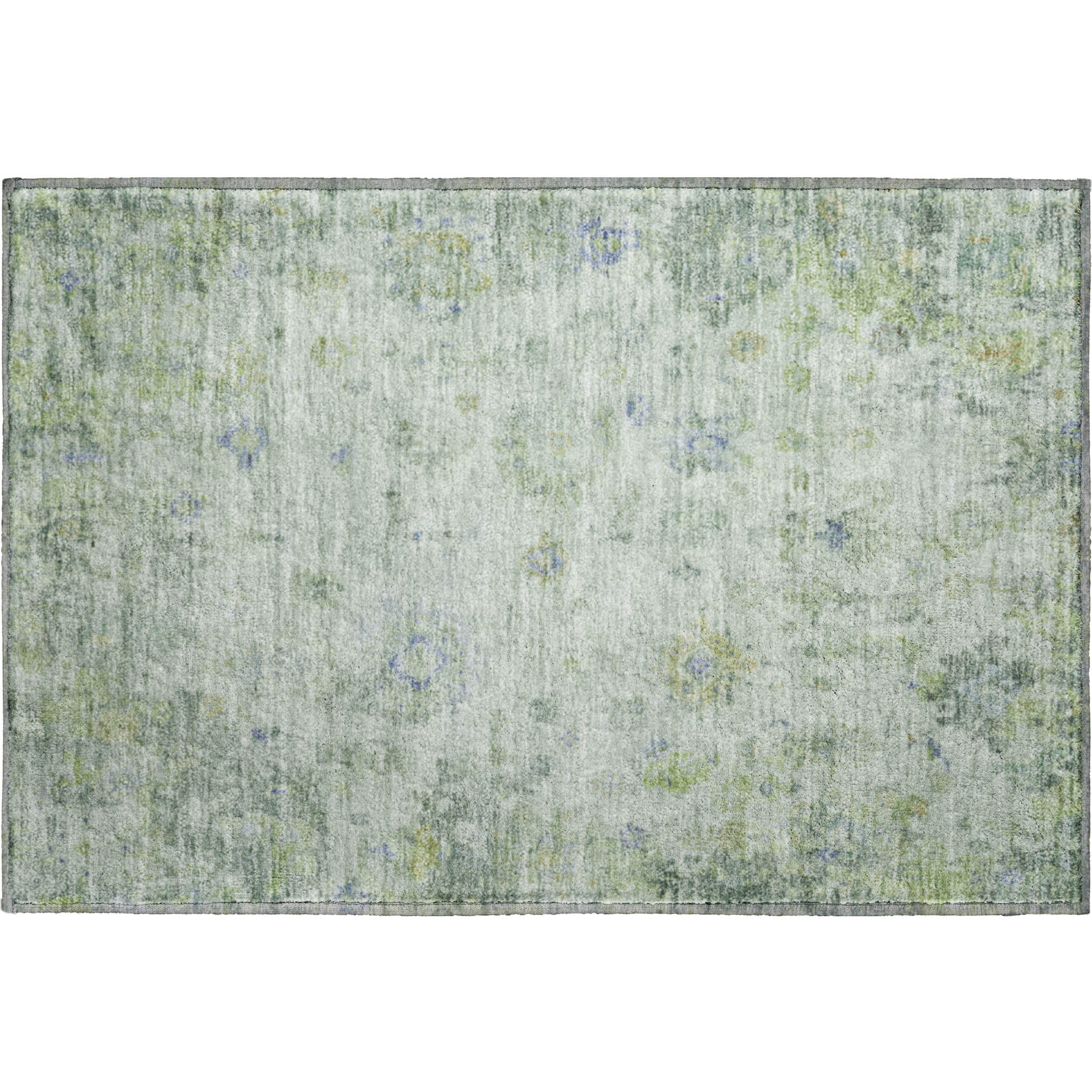 Sintra Machine Washable Traditional Aloe Green Rug 1'8" x 2'6" #shape_Rectangle