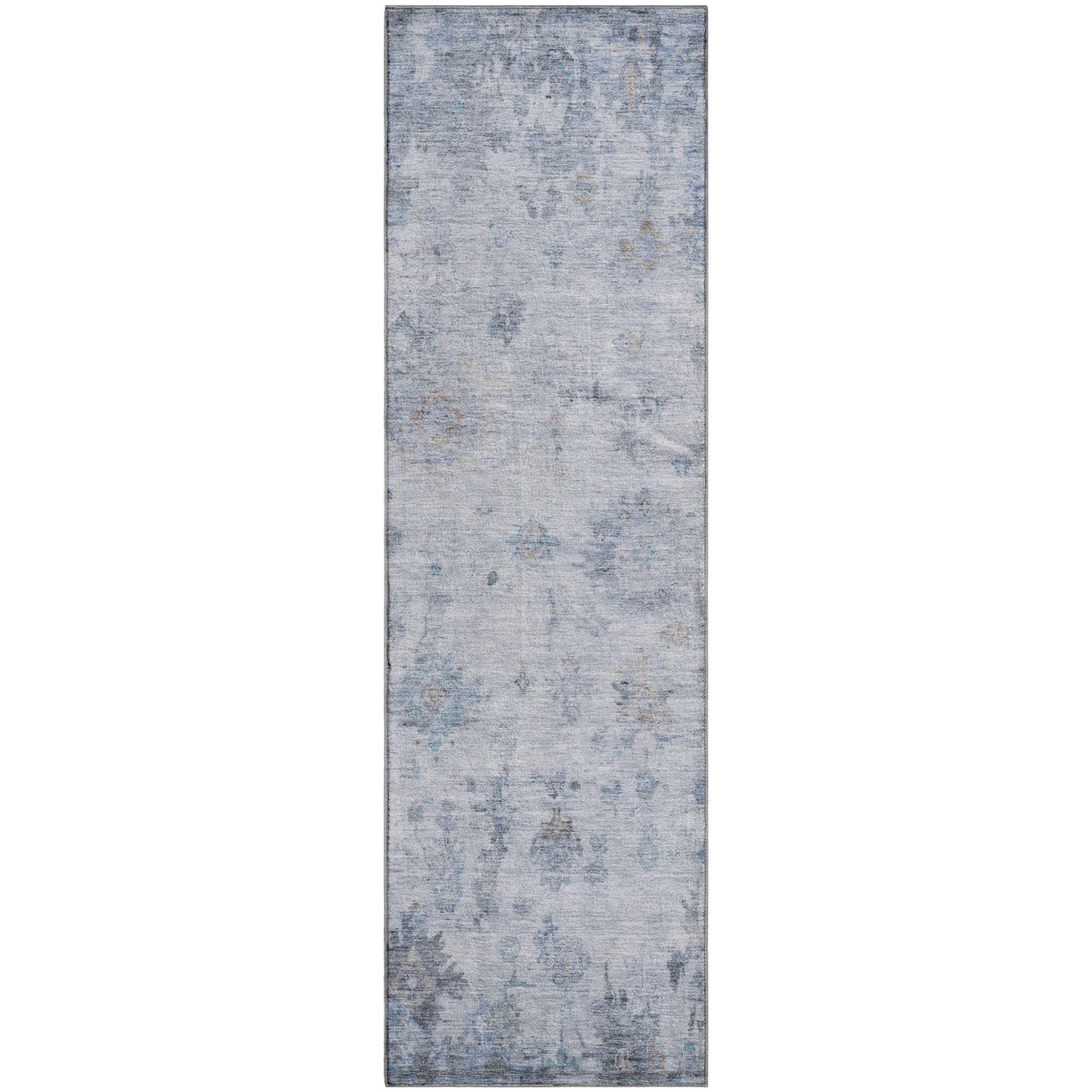 Sintra Machine Washable Traditional Blue Rug 2'3" x 7'6" #shape_Runner