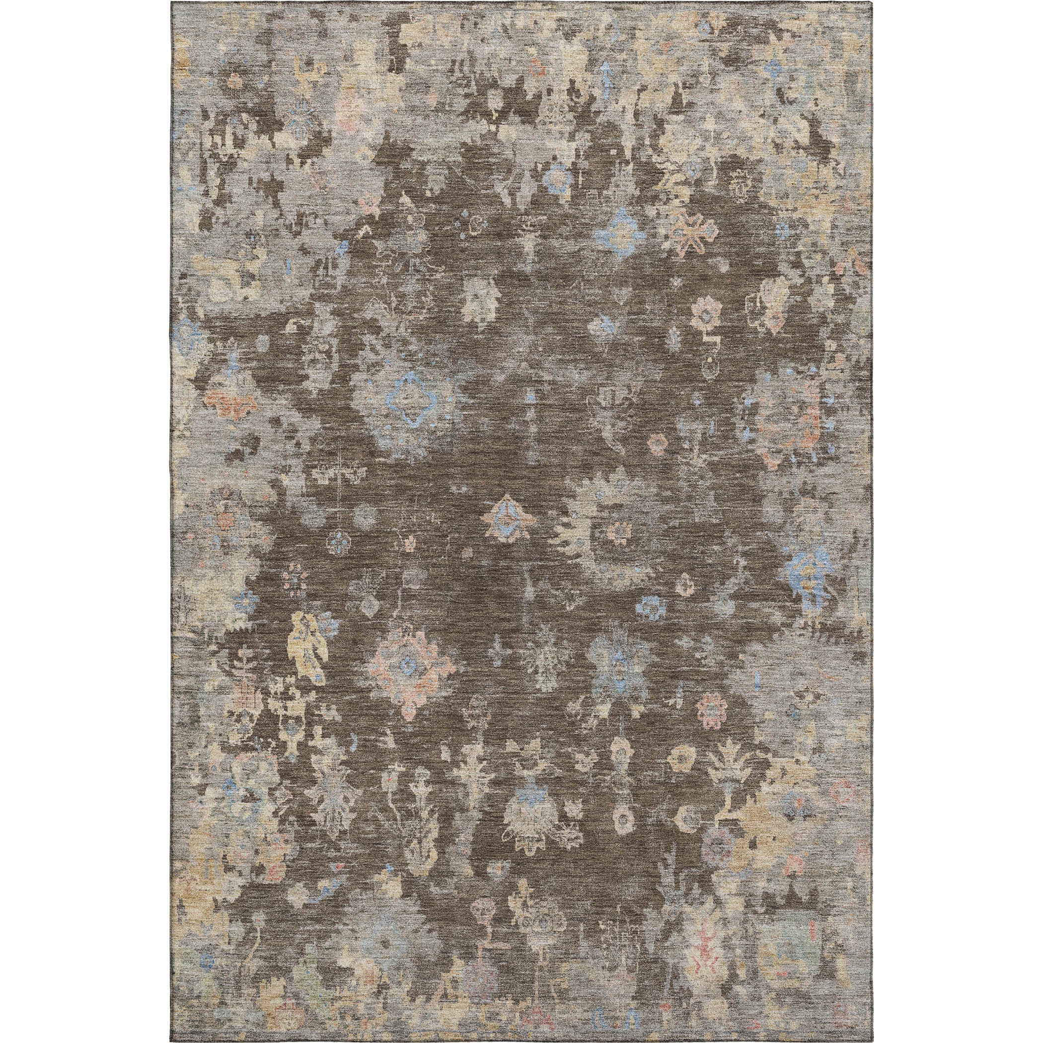 Colombo Machine Washable Traditional Chocolate Brown Rug 3' x 5' #shape_Rectangle