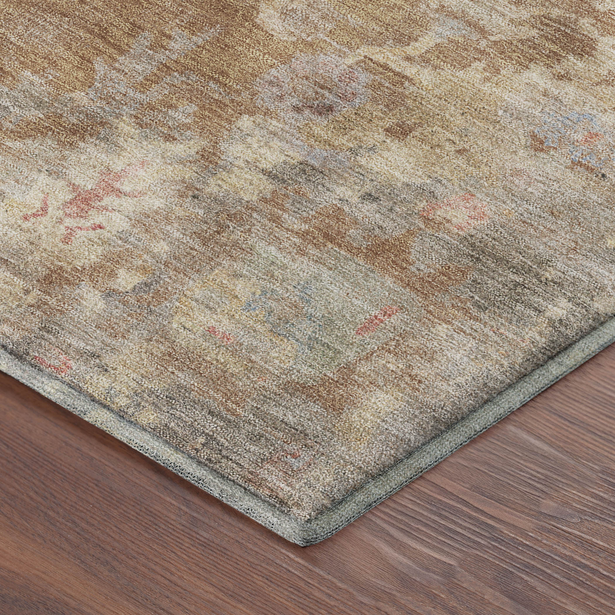 Colombo Machine Washable Traditional Copper Orange Rug 1'8" x 2'6" #shape_Rectangle