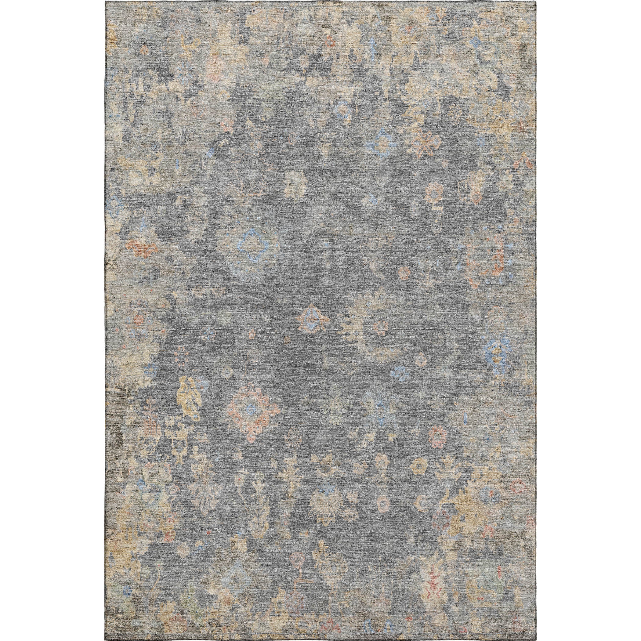 Colombo Machine Washable Traditional Gray Rug 3' x 5' #shape_Rectangle