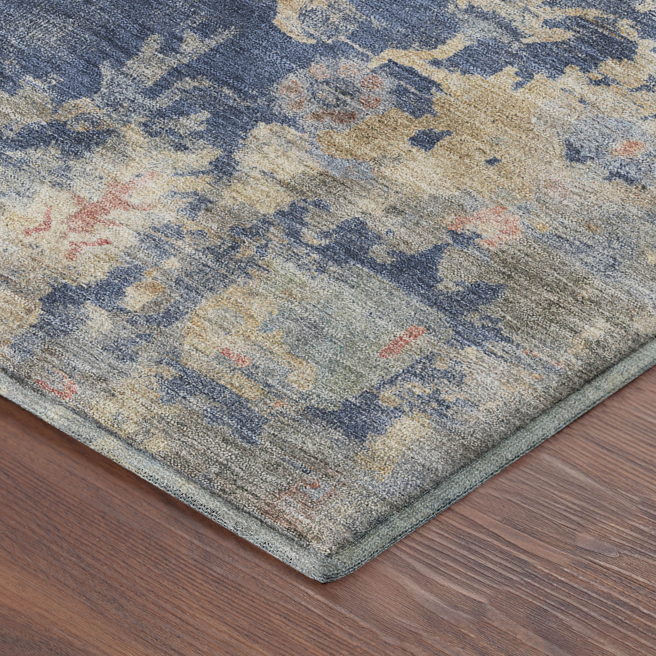 Colombo Machine Washable Traditional Navy Blue Rug 1'8" x 2'6" #shape_Rectangle