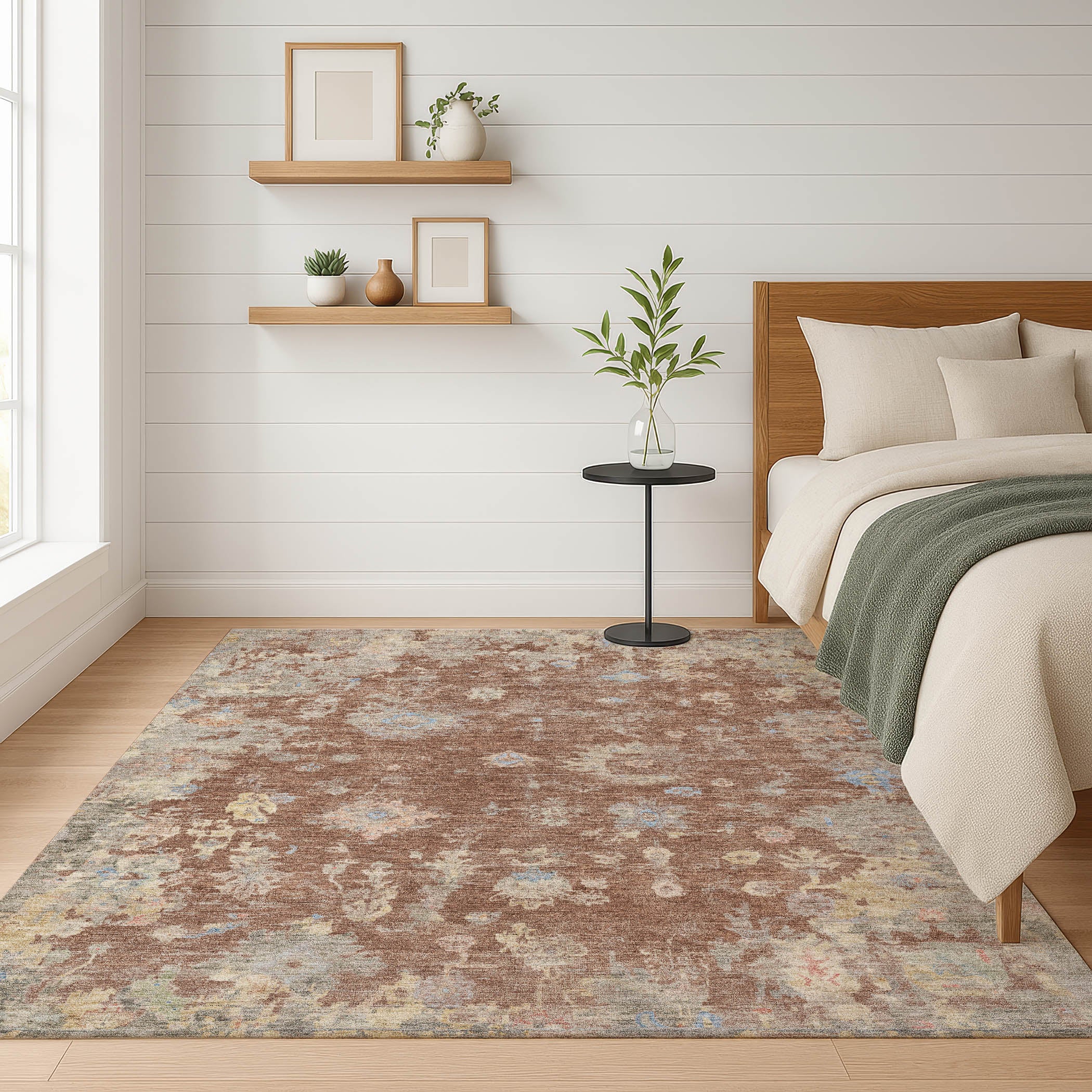 Colombo Machine Washable Traditional Paprika Orange Rug 3' x 5' #shape_Rectangle
