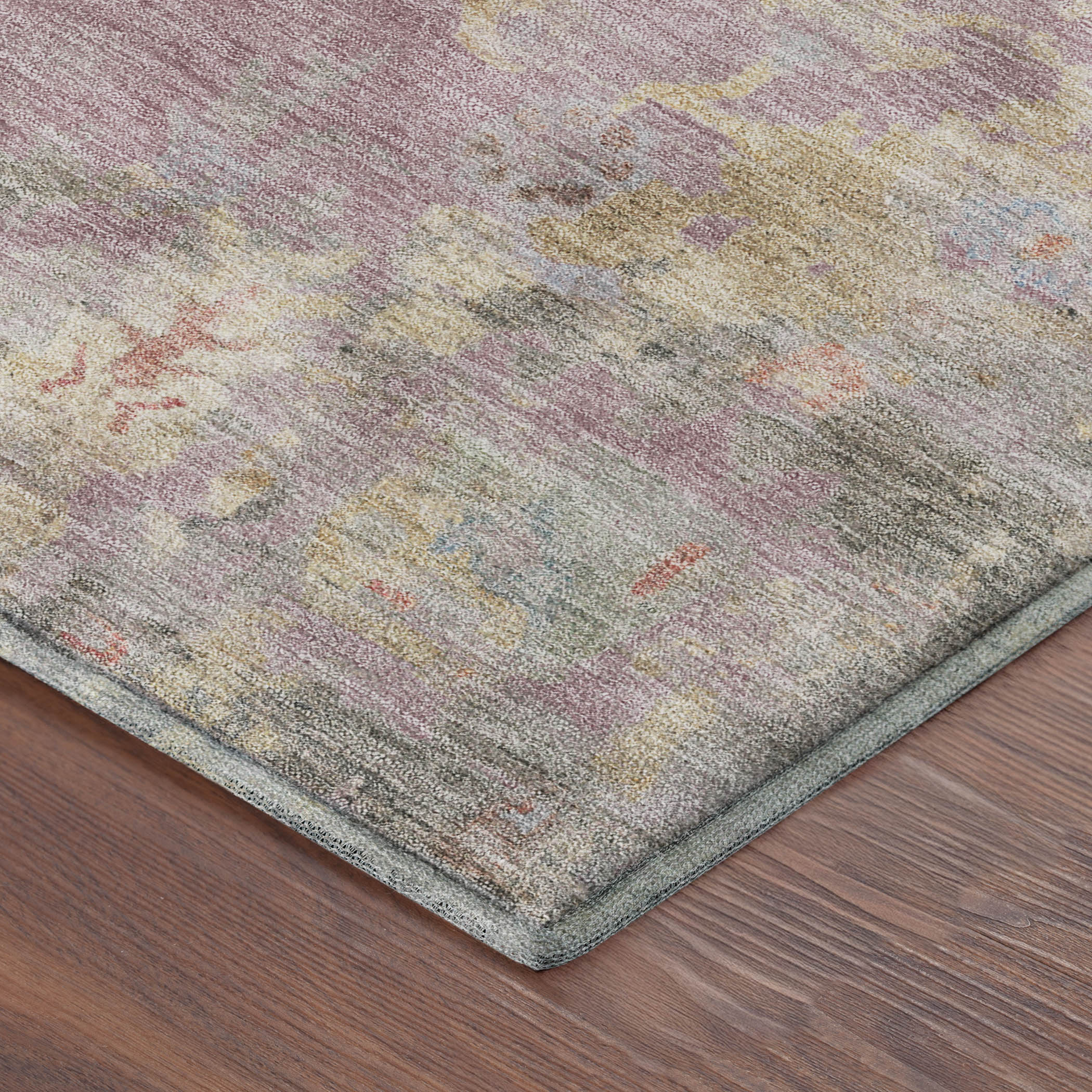 Colombo Machine Washable Traditional Pink Rug 1'8" x 2'6" #shape_Rectangle