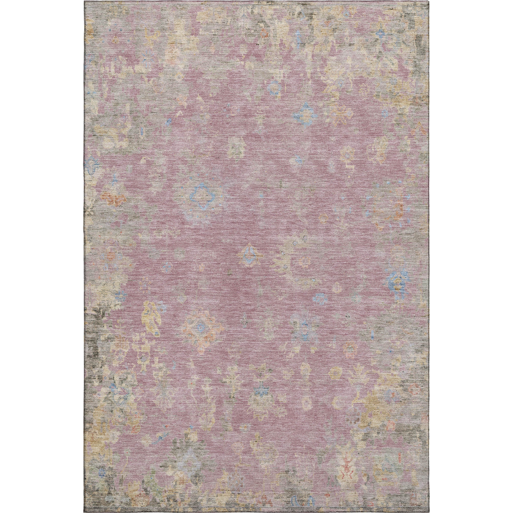 Colombo Machine Washable Traditional Pink Rug 3' x 5' #shape_Rectangle