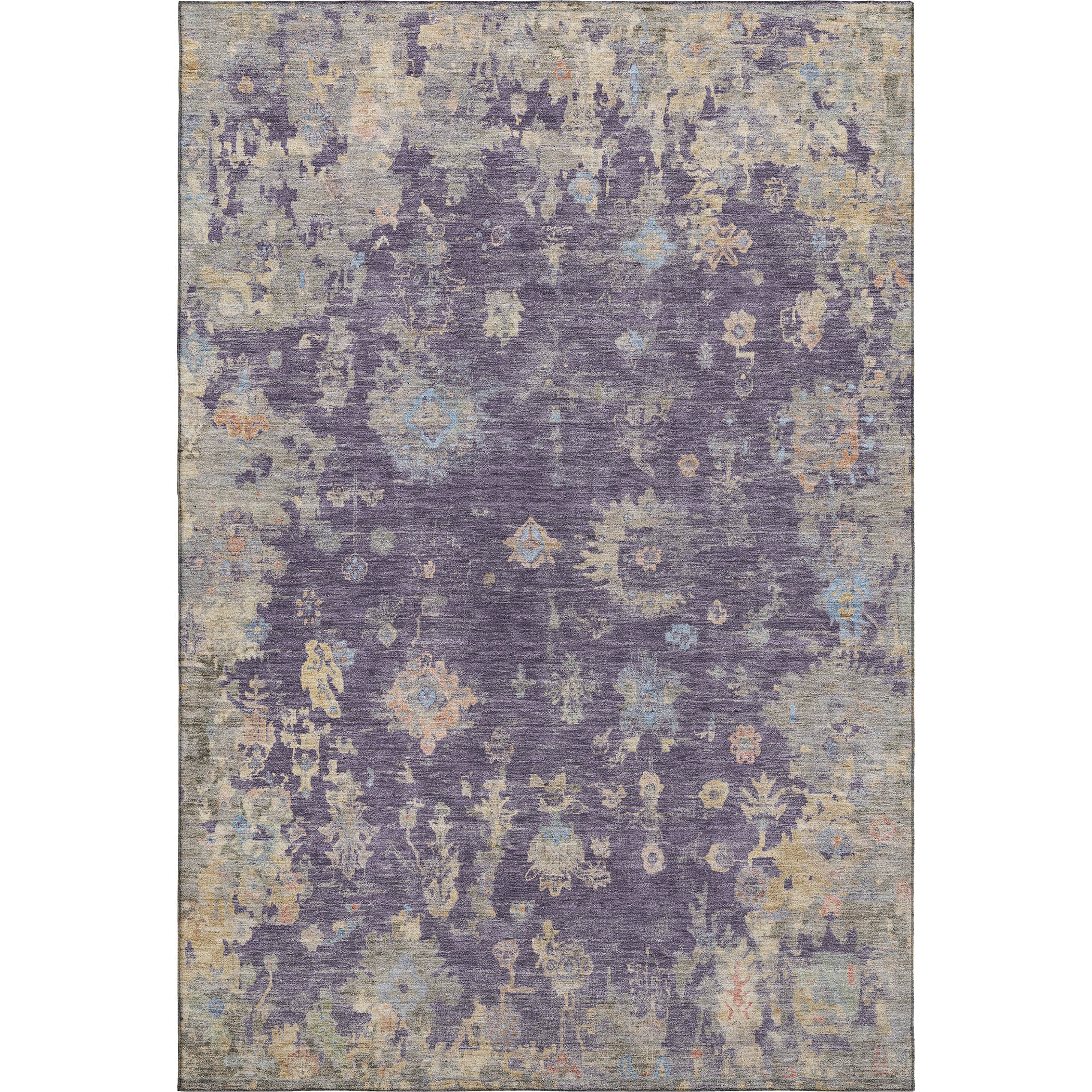 Colombo Machine Washable Traditional Plum Purple Rug 3' x 5' #shape_Rectangle