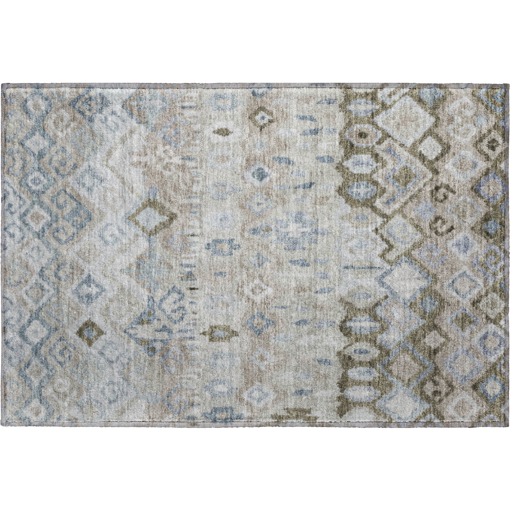 Lucerne Machine Washable Transitional Beige Brown Rug 1'8" x 2'6" #shape_Rectangle