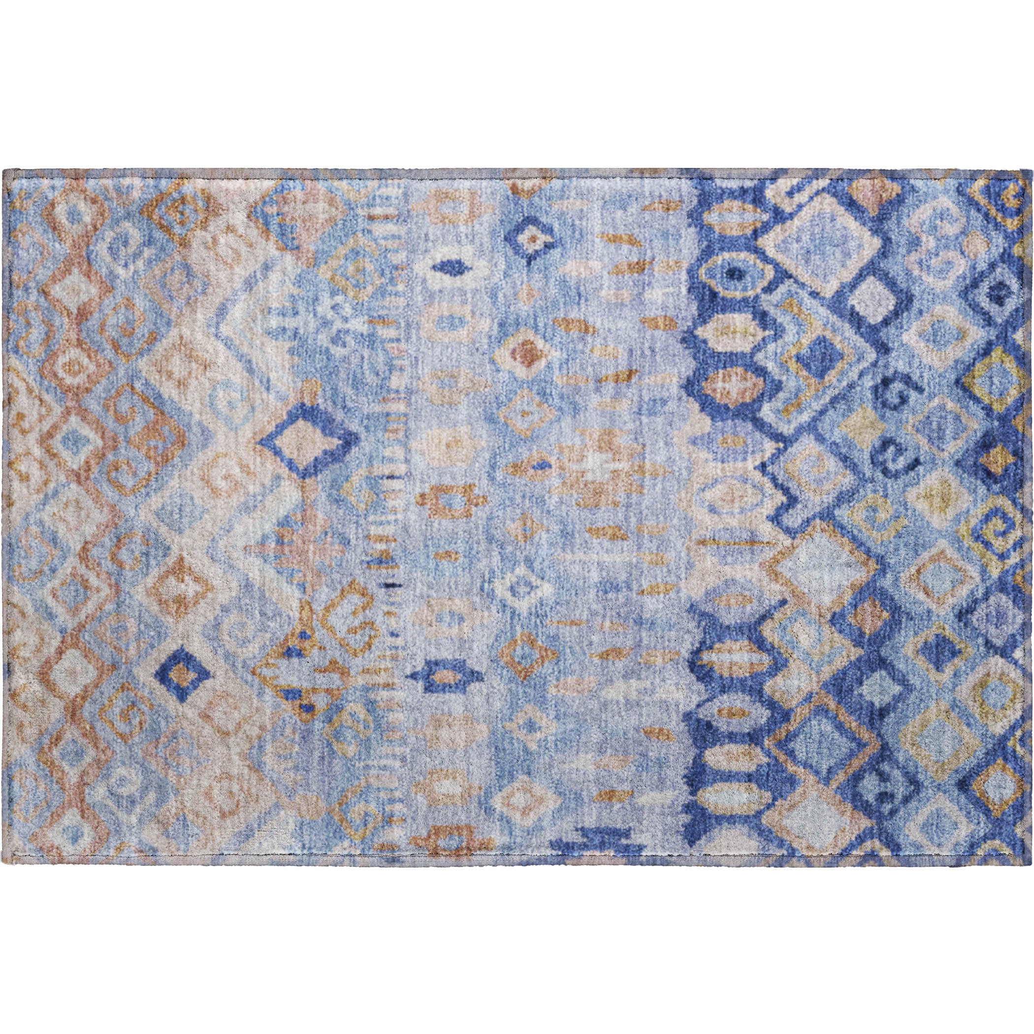 Lucerne Machine Washable Transitional Blue Rug 1'8" x 2'6" #shape_Rectangle