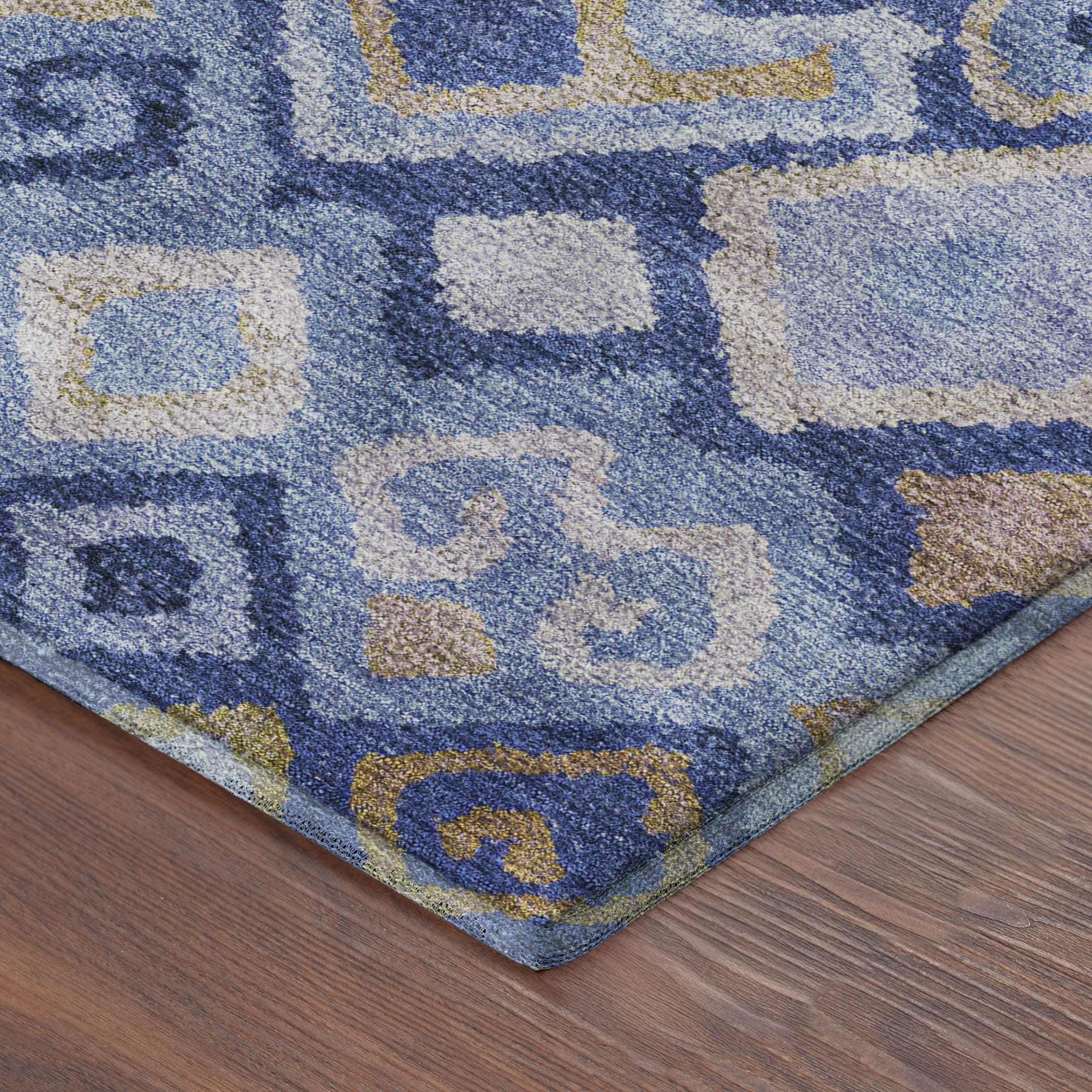 Lucerne Machine Washable Transitional Blue Rug 1'8" x 2'6" #shape_Rectangle