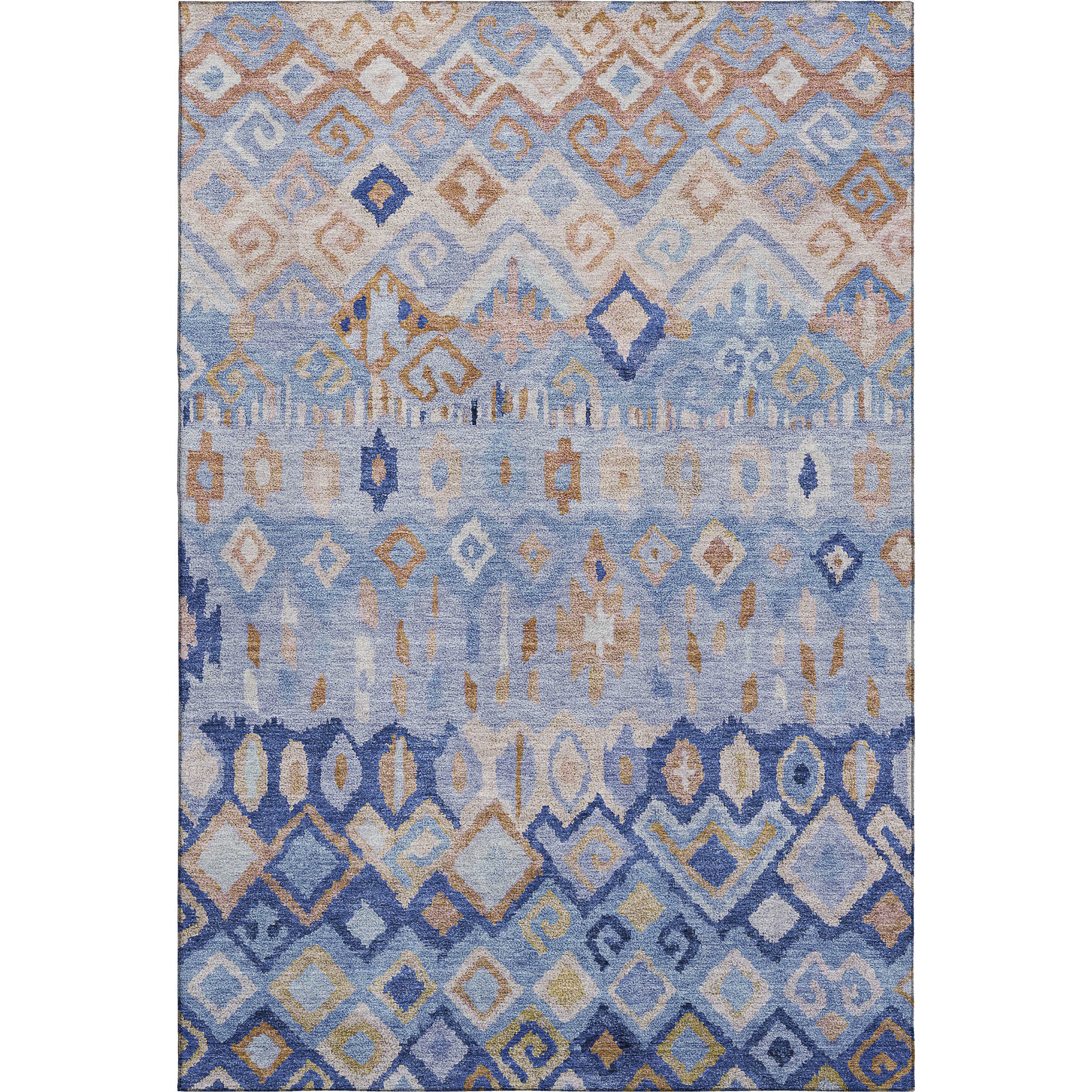 Lucerne Machine Washable Transitional Blue Rug 3' x 5' #shape_Rectangle