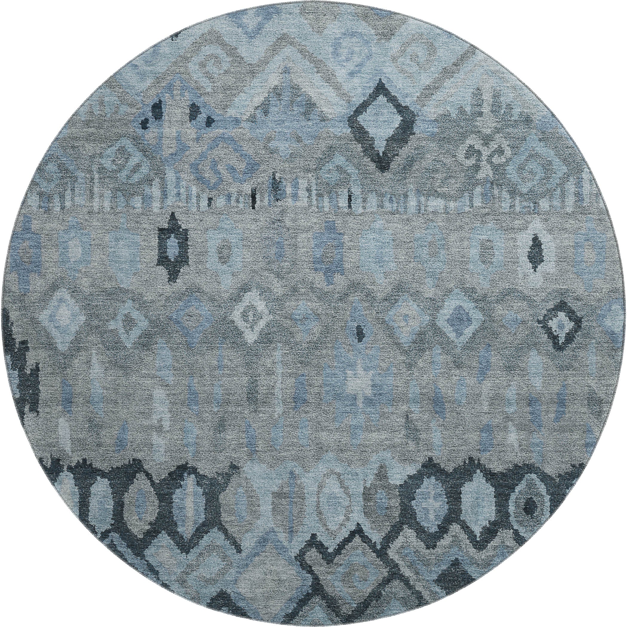 Lucerne Machine Washable Transitional Gray Rug 8' x 8' #shape_Round