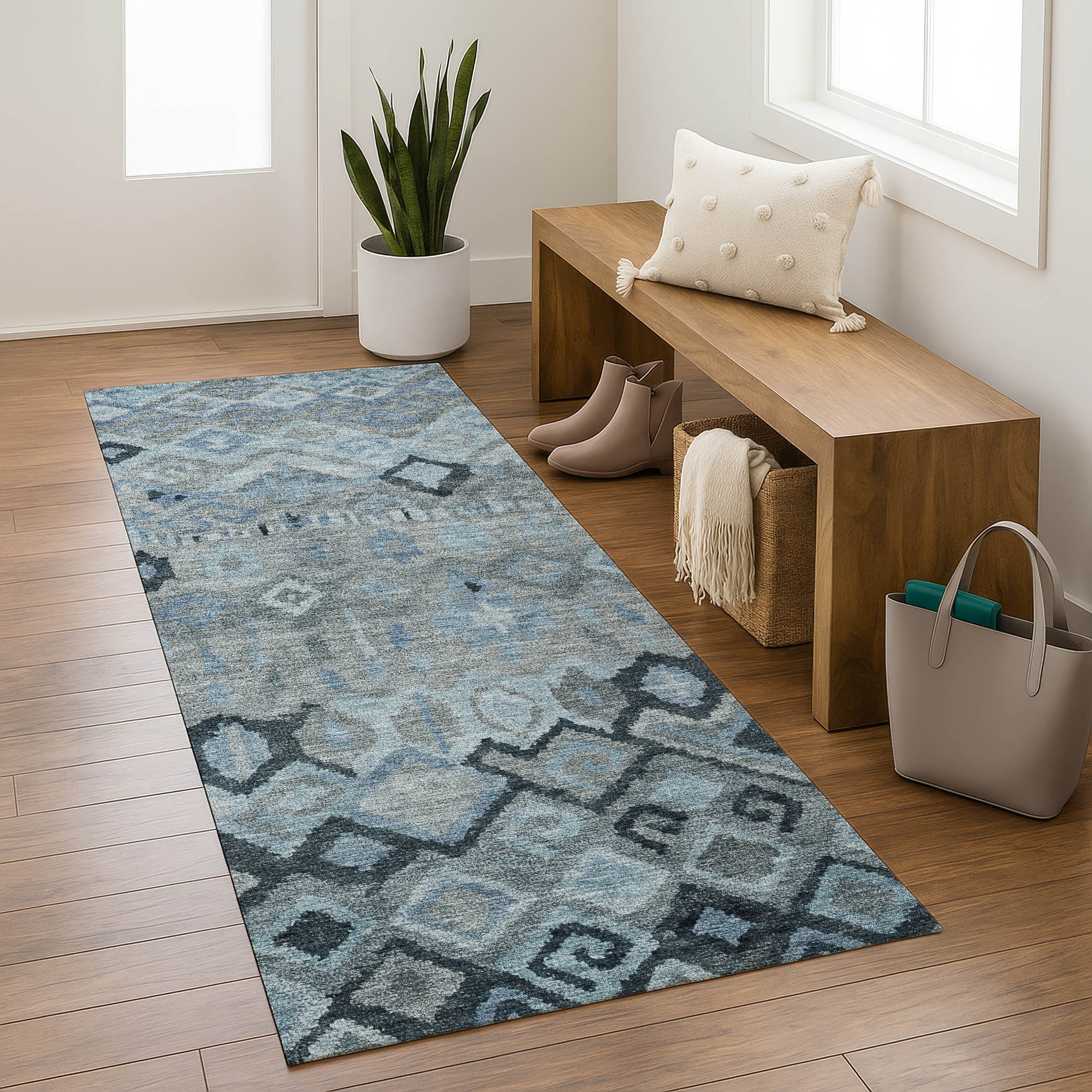 Lucerne Machine Washable Transitional Gray Rug 2'3" x 7'6" #shape_Runner