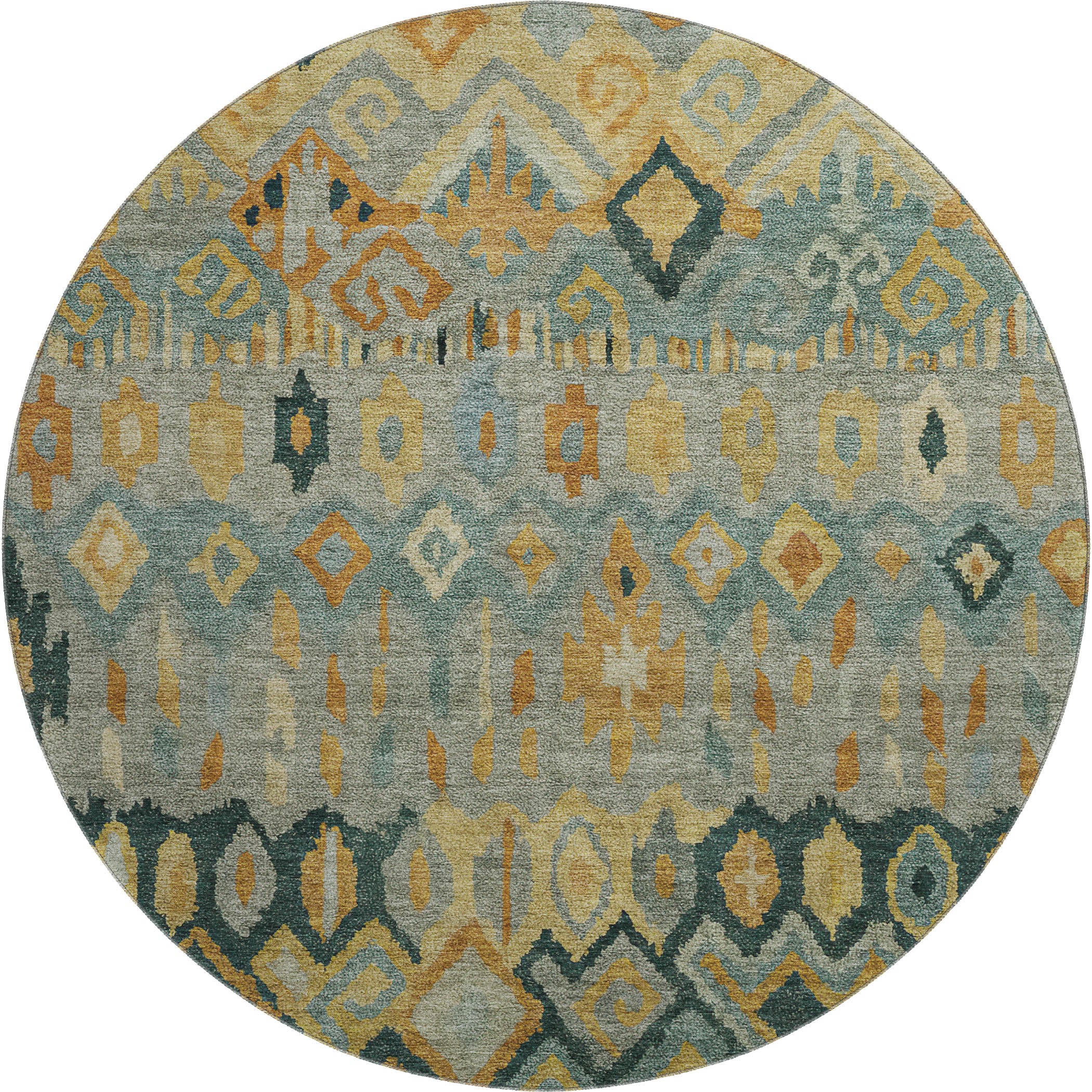 Lucerne Machine Washable Transitional Green Rug 8' x 8' #shape_Round