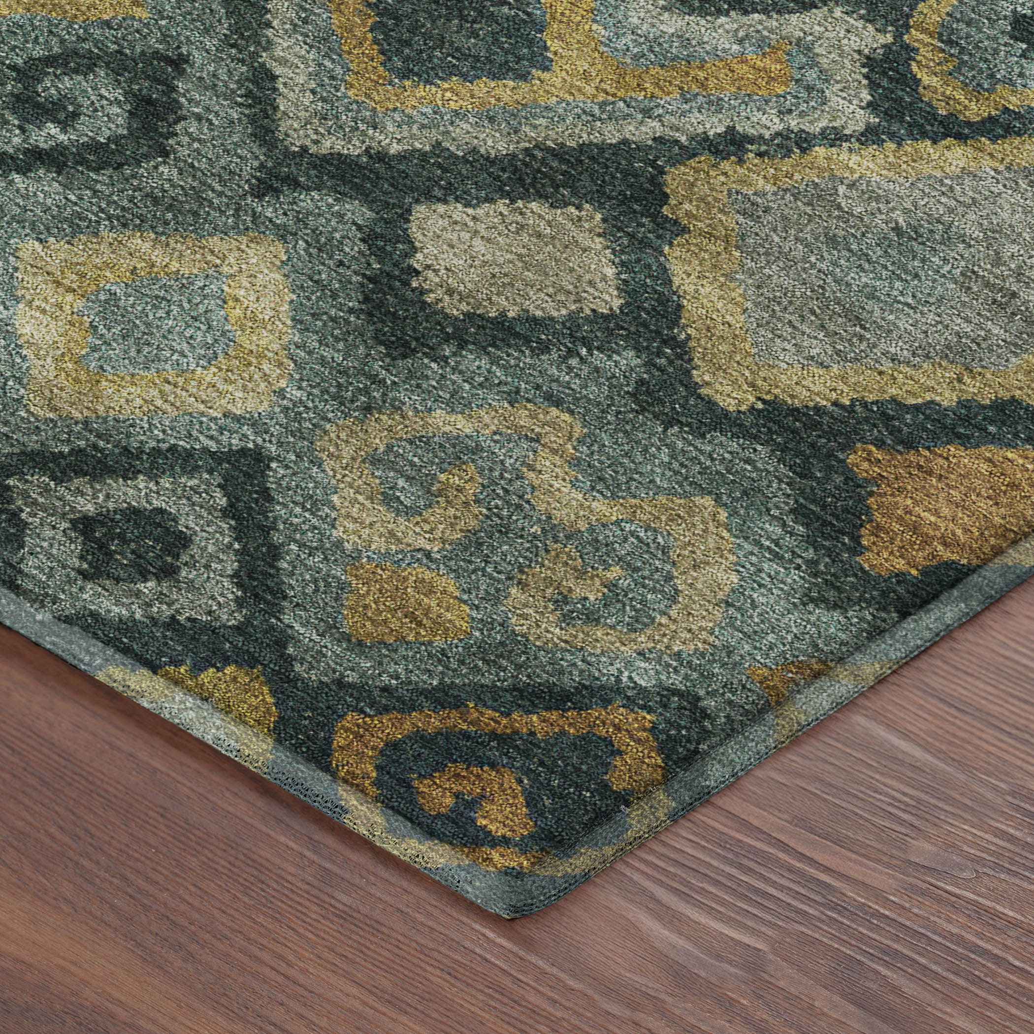 Lucerne Machine Washable Transitional Green Rug 1'8" x 2'6" #shape_Rectangle