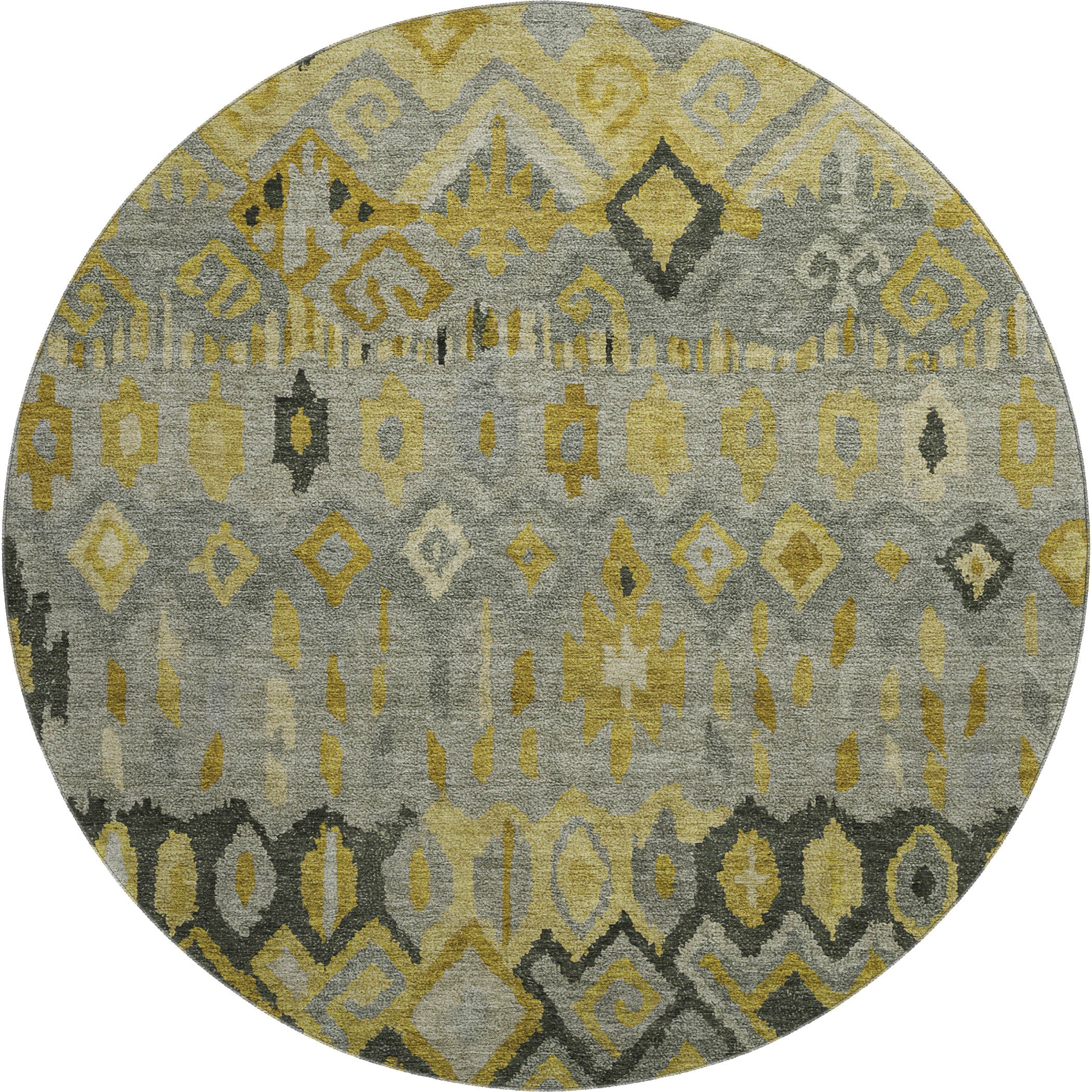 Lucerne Machine Washable Transitional Pewter Gray Rug 8' x 8' #shape_Round
