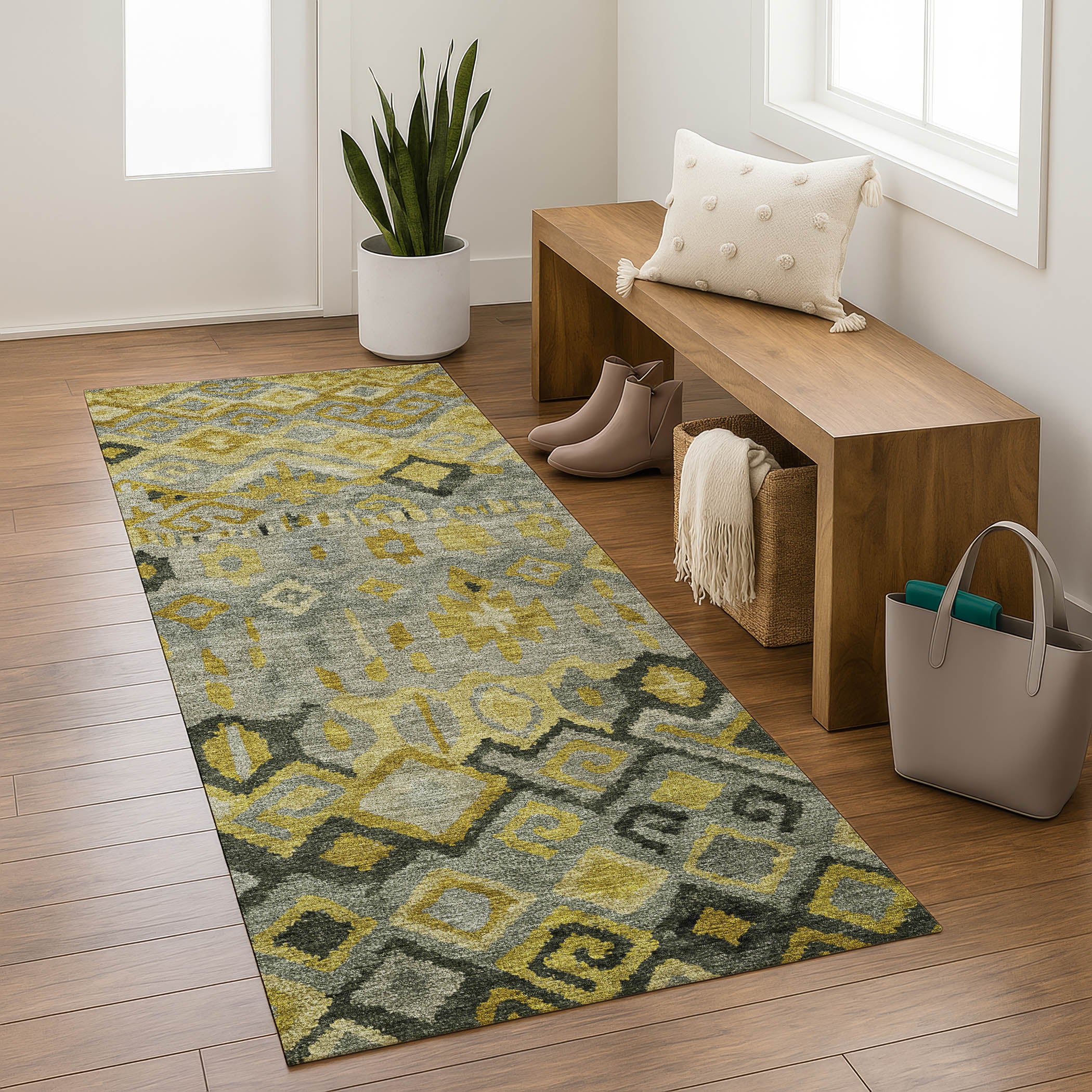 Lucerne Machine Washable Transitional Pewter Gray Rug 2'3" x 7'6" #shape_Runner
