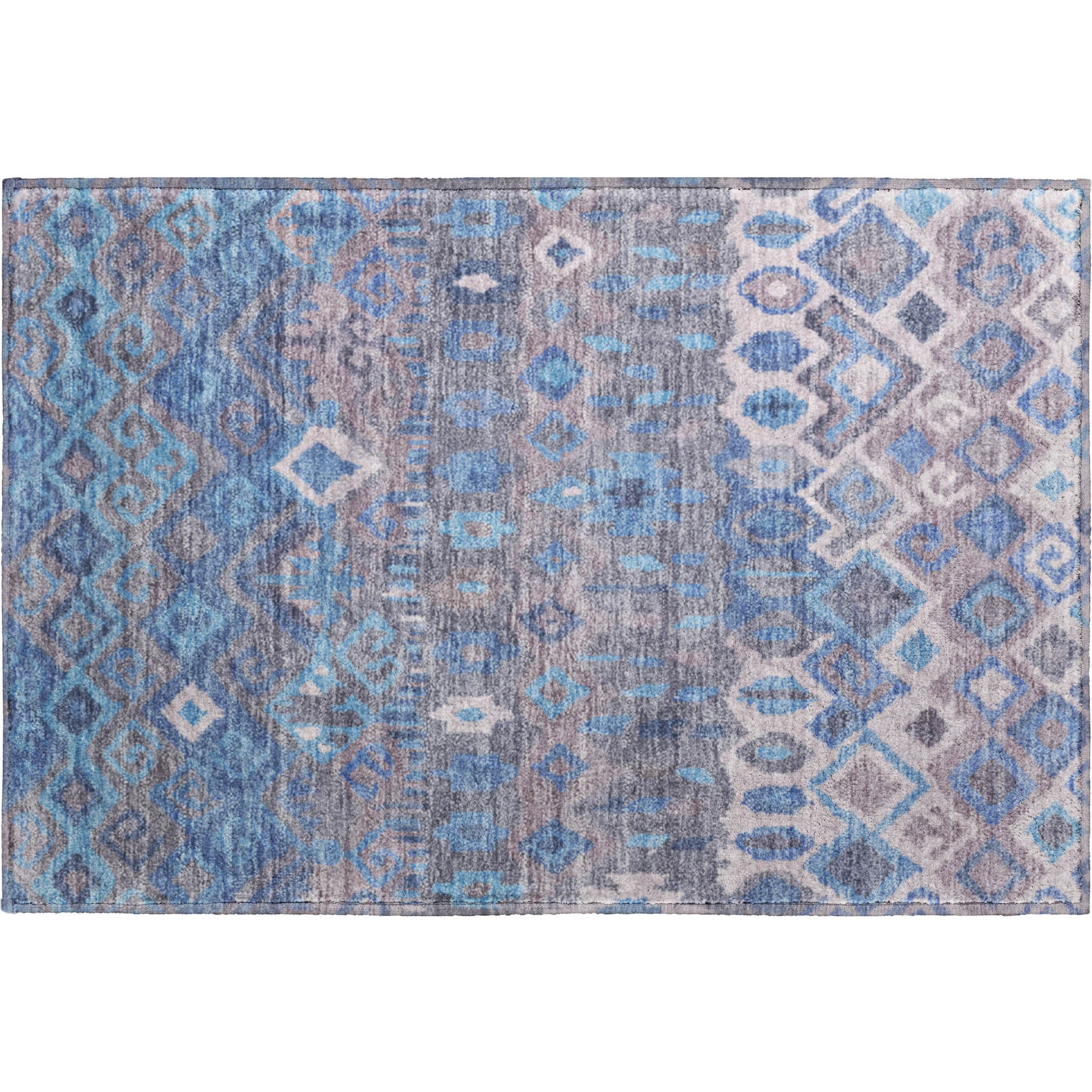 Dublin Machine Washable Transitional Blue Rug 1'8" x 2'6" #shape_Rectangle