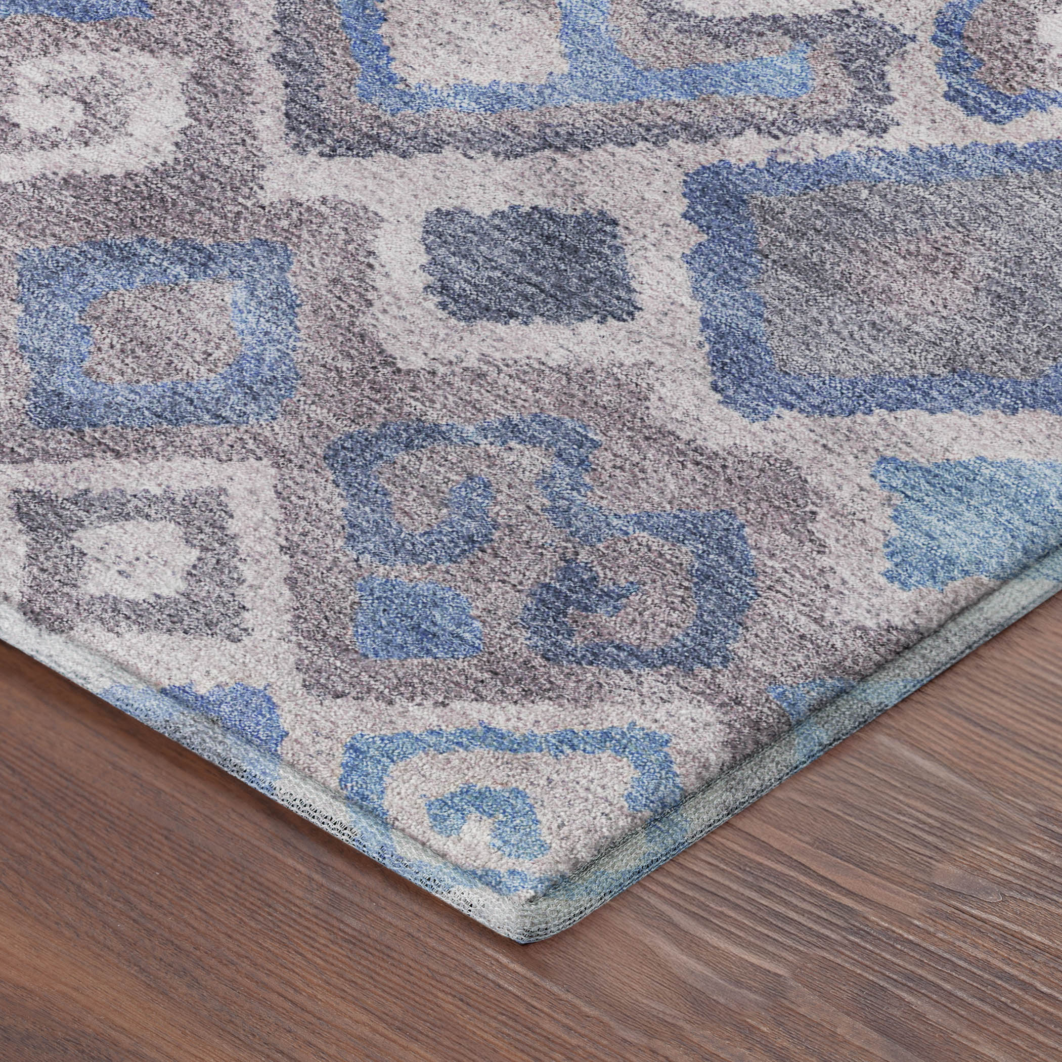 Dublin Machine Washable Transitional Blue Rug 1'8" x 2'6" #shape_Rectangle