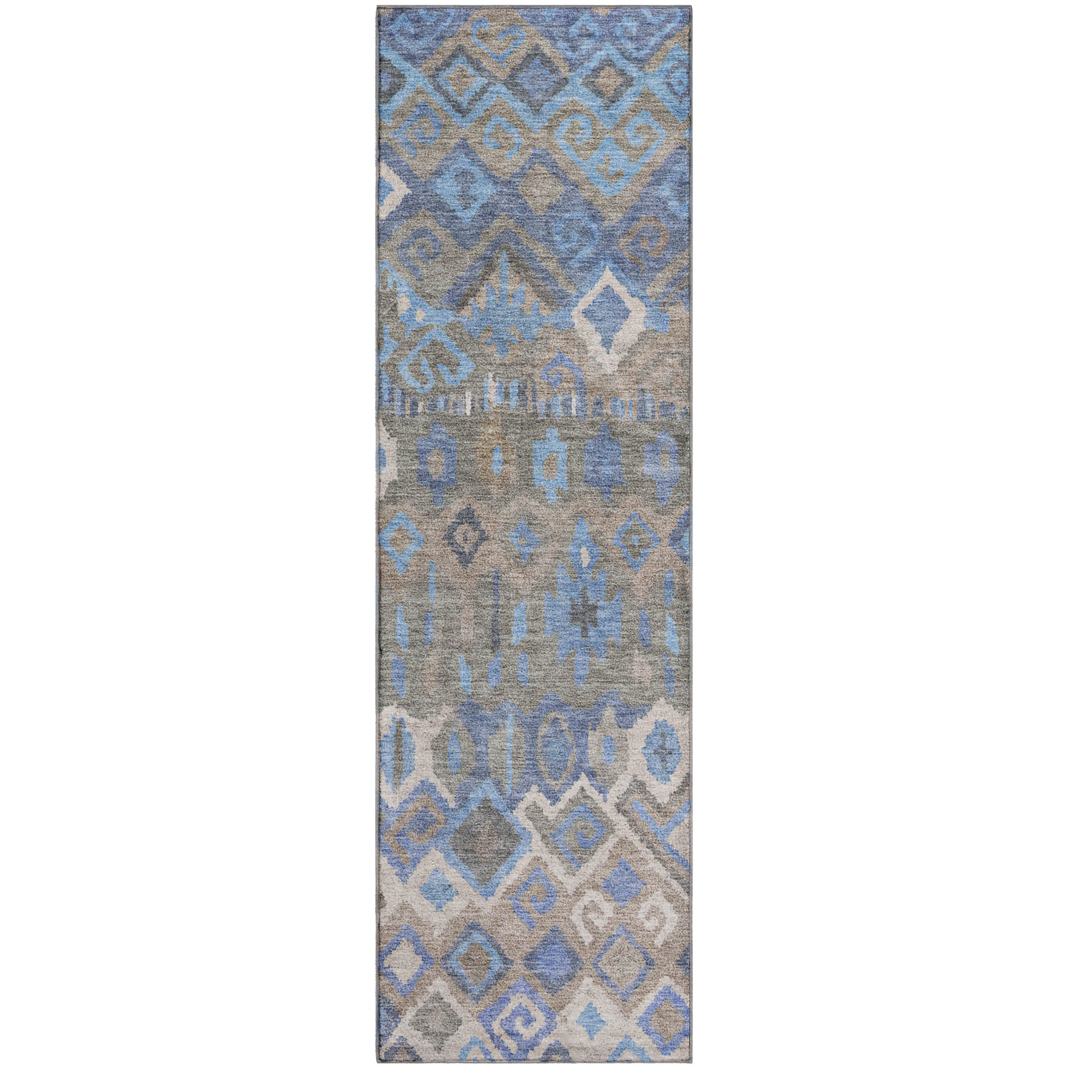 Dublin Machine Washable Transitional Denim Blue Rug 2'3" x 7'6" #shape_Runner